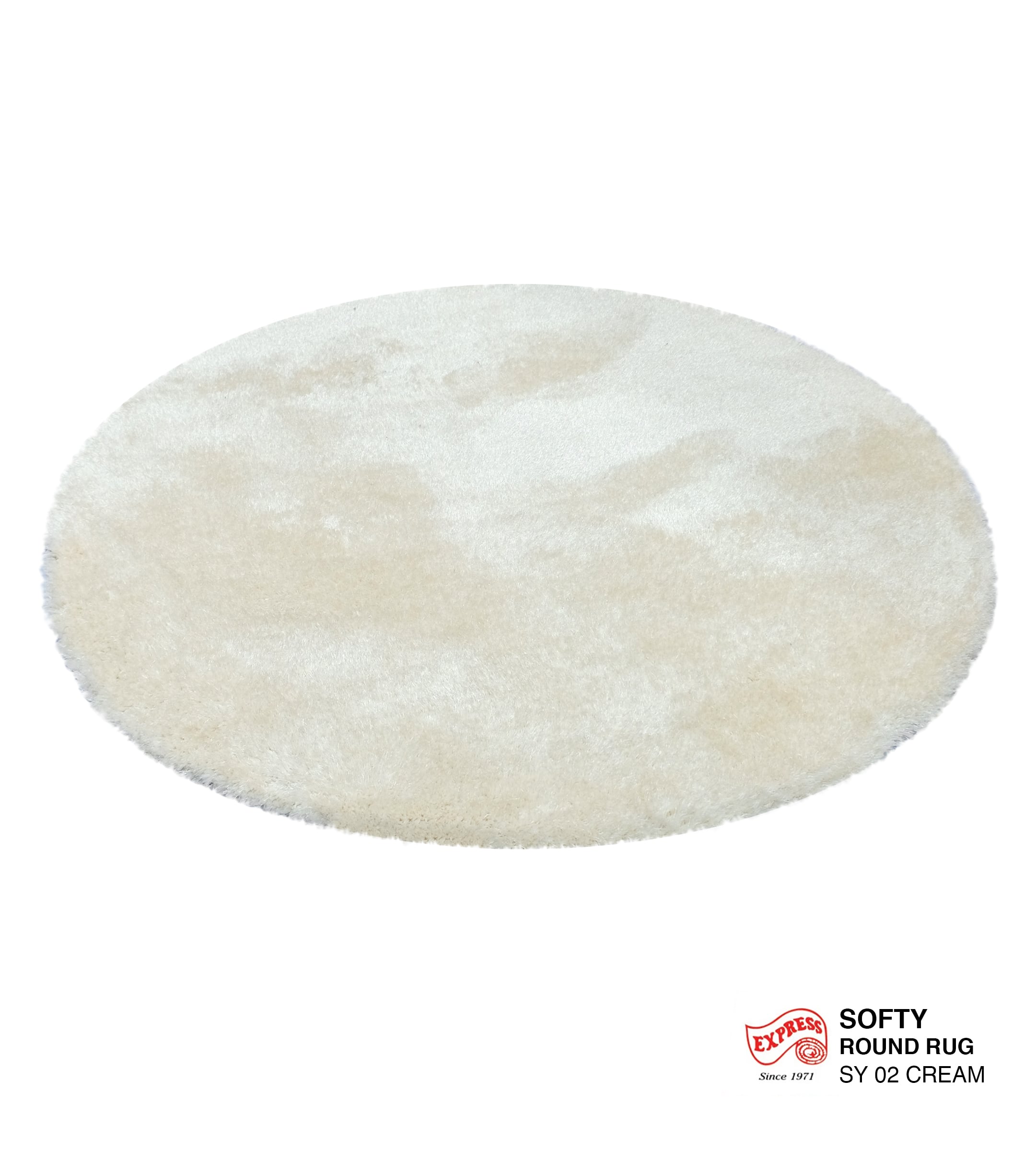 พรมปูพื้น EXPRESS CARPET รุ่น Softy รหัส SY02 วงกลมเส้นผ่านศูนย์กลาง 160 ซม. หนา 30 มม. สีครีม