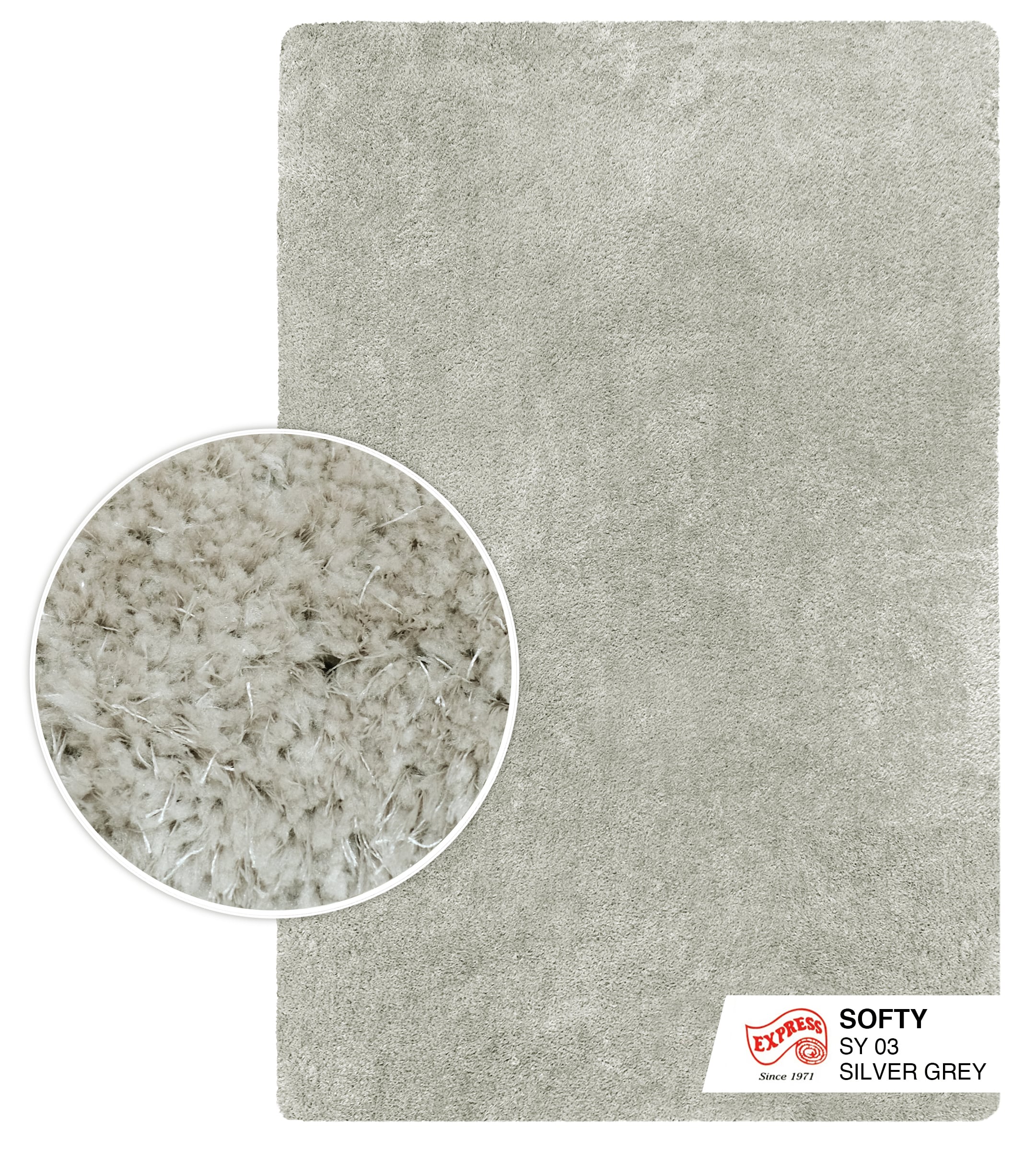 พรมปูพื้น EXPRESS CARPET รุ่น Softy รหัส SY03 ขนาด 160X230 ซม. หนา 30 มม. เทา
