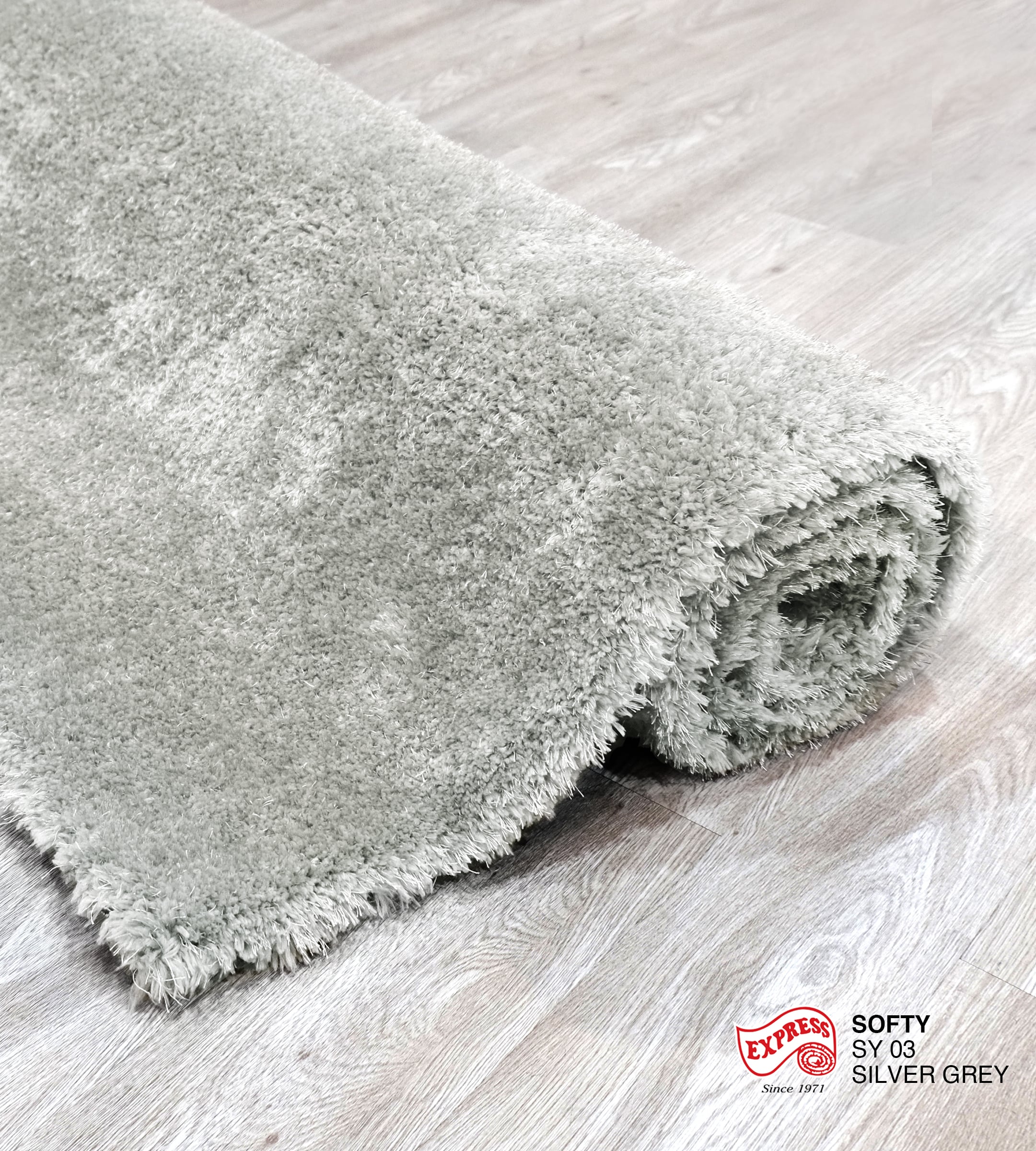 พรมปูพื้น EXPRESS CARPET รุ่น Softy รหัส SY03 ขนาด 160X230 ซม. หนา 30 มม. เทา