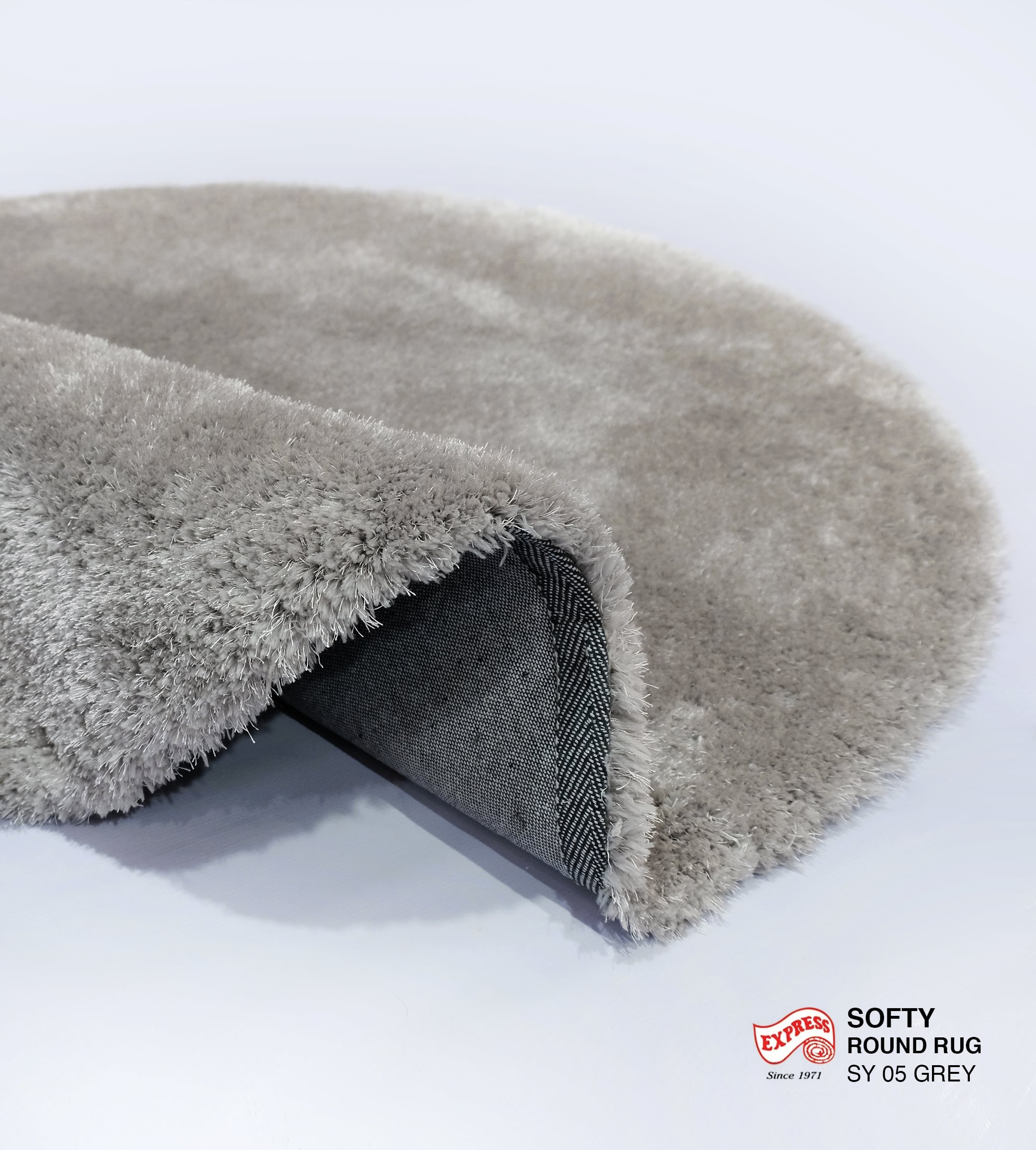 พรมปูพื้น EXPRESS CARPET รุ่น Softy รหัส SY05 วงกลมเส้นผ่านศูนย์กลาง 200 ซม. หนา 30 มม. สีเทา