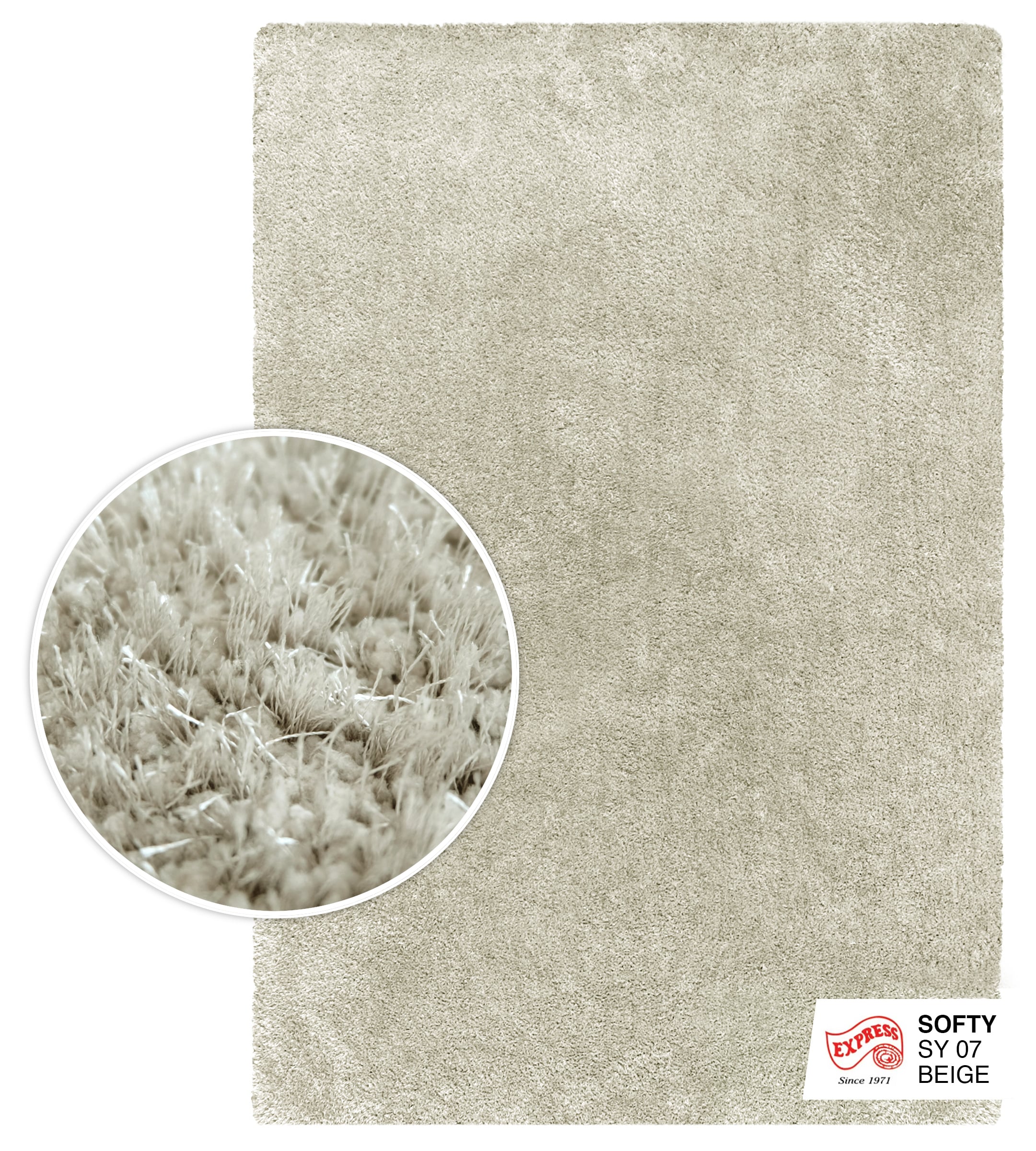 พรมปูพื้น EXPRESS CARPET รุ่น Softy รหัส SY07 ขนาด 200X290 ซม. หนา 30 มม. สีเบจ