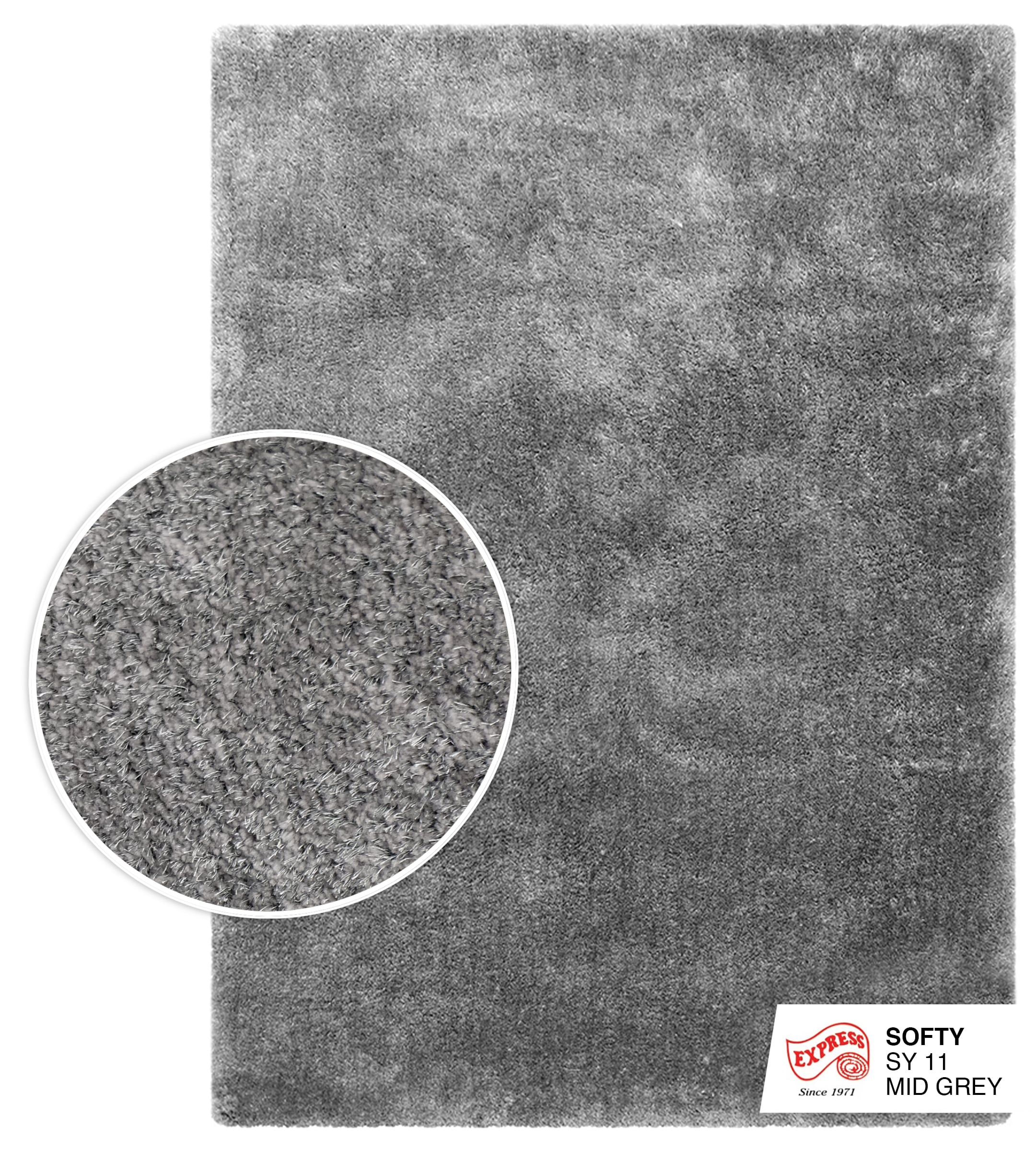 พรมปูพื้น EXPRESS CARPET รุ่น Softy รหัส SY11 ขนาด 160X230 ซม. หนา 30 มม. สีเทา