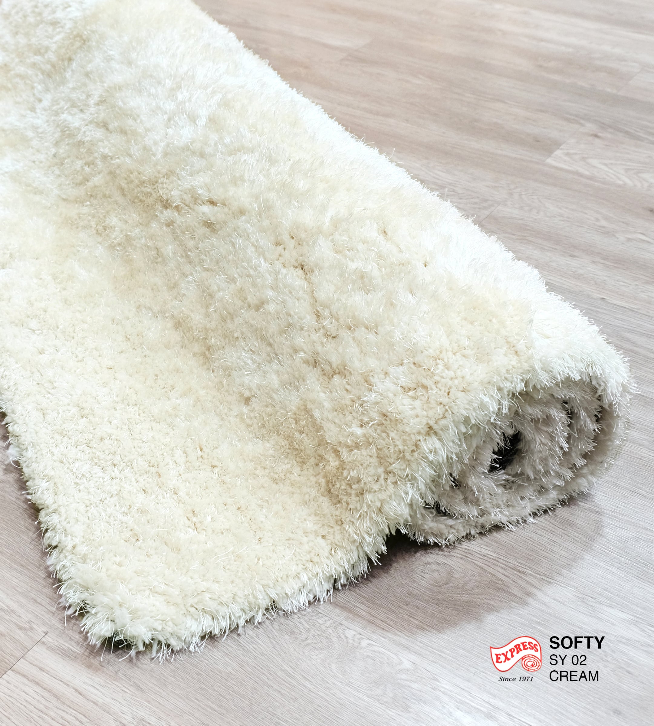 พรมปูพื่น EXPRESS CARPET รุ่น Softy รหัส SY02 ขนาด 120X170 ซม. หนา 30 มม. สีครีม_2