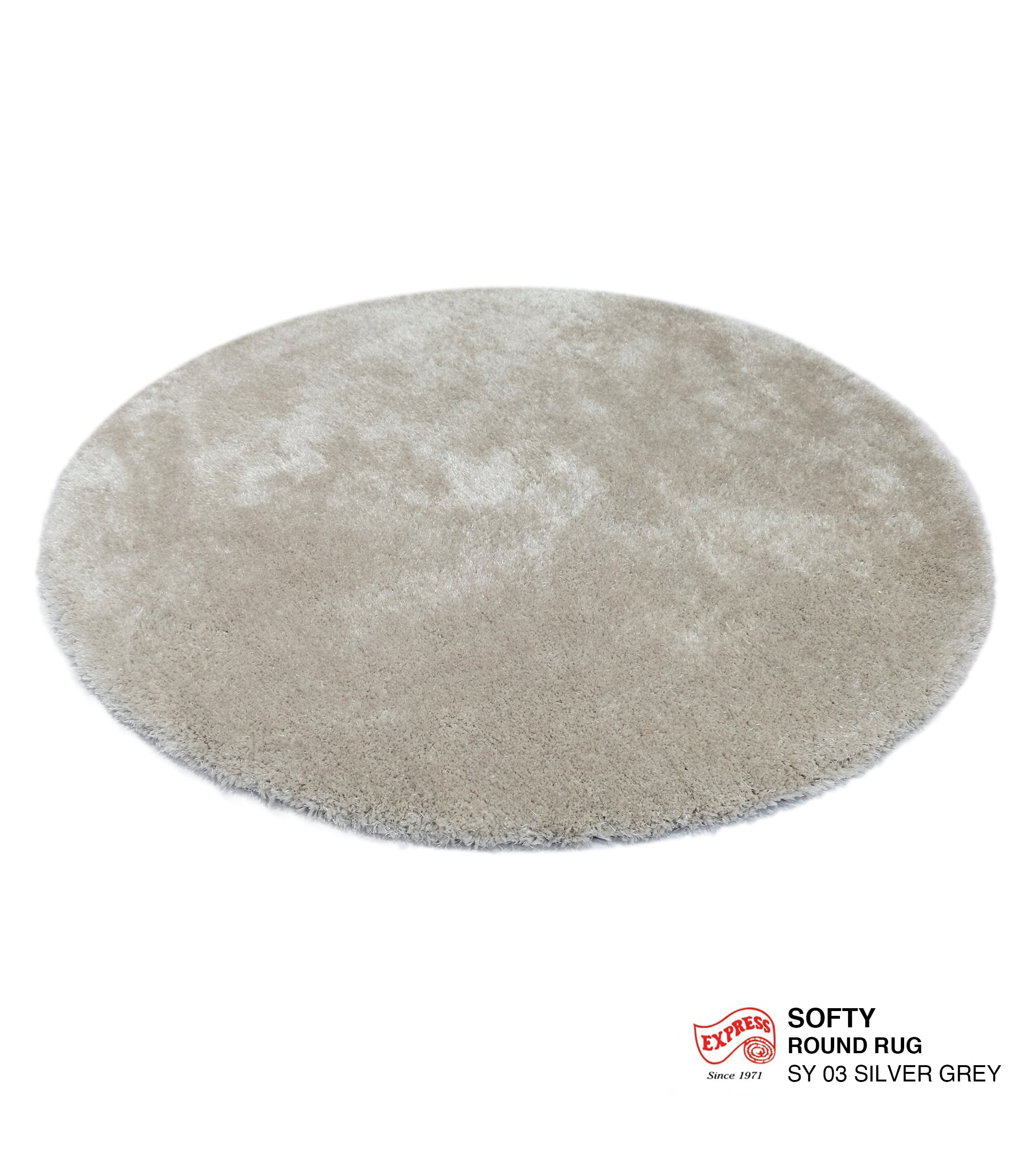 พรมปูพื้น EXPRESS CARPET รุ่น Softy รหัส SY03 วงกลมเส้นผ่านศูนย์กลาง 160 ซม. หนา 30 มม. เทา_1
