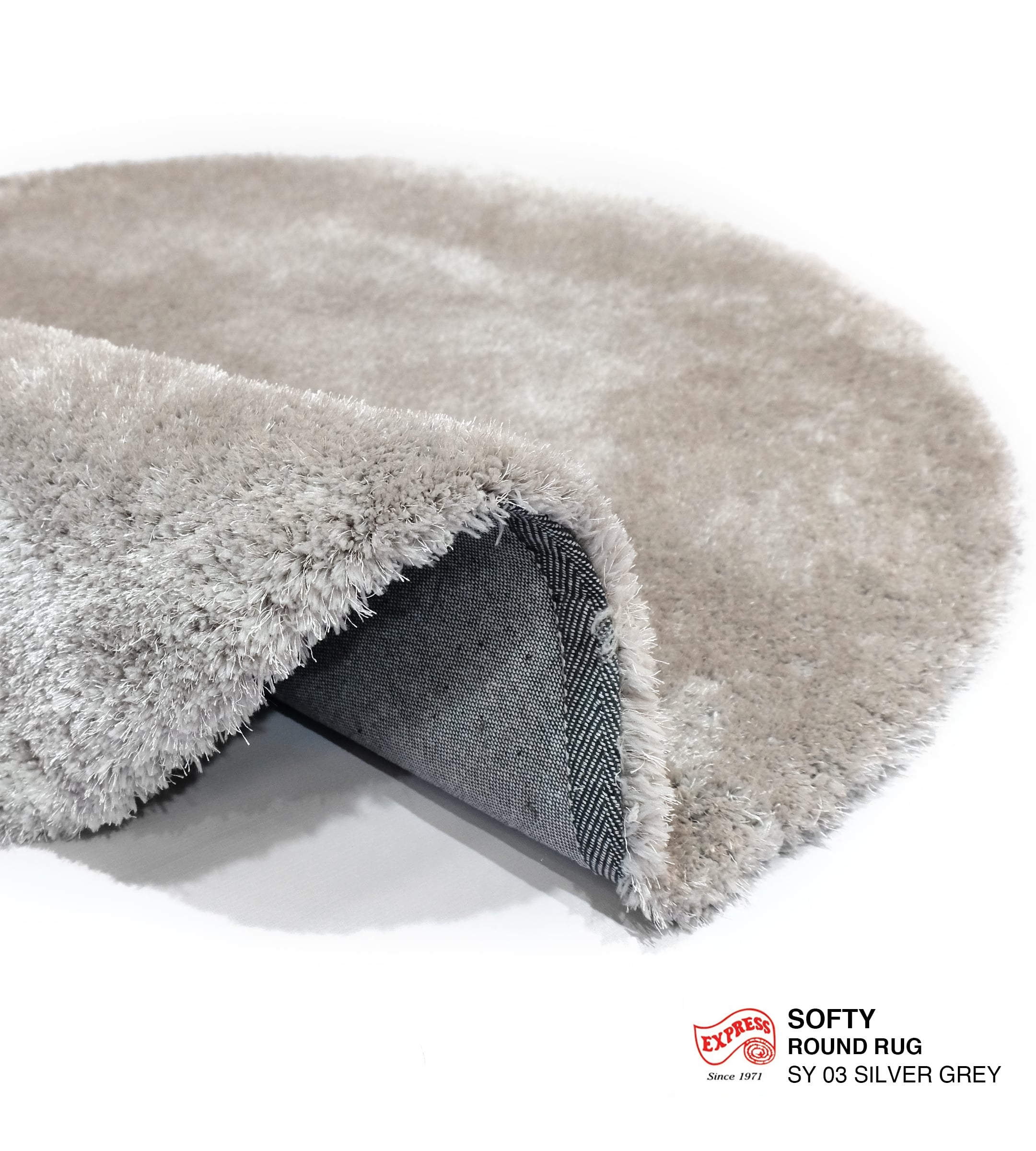 พรมปูพื้น EXPRESS CARPET รุ่น Softy รหัส SY03 วงกลมเส้นผ่านศูนย์กลาง 160 ซม. หนา 30 มม. เทา_2
