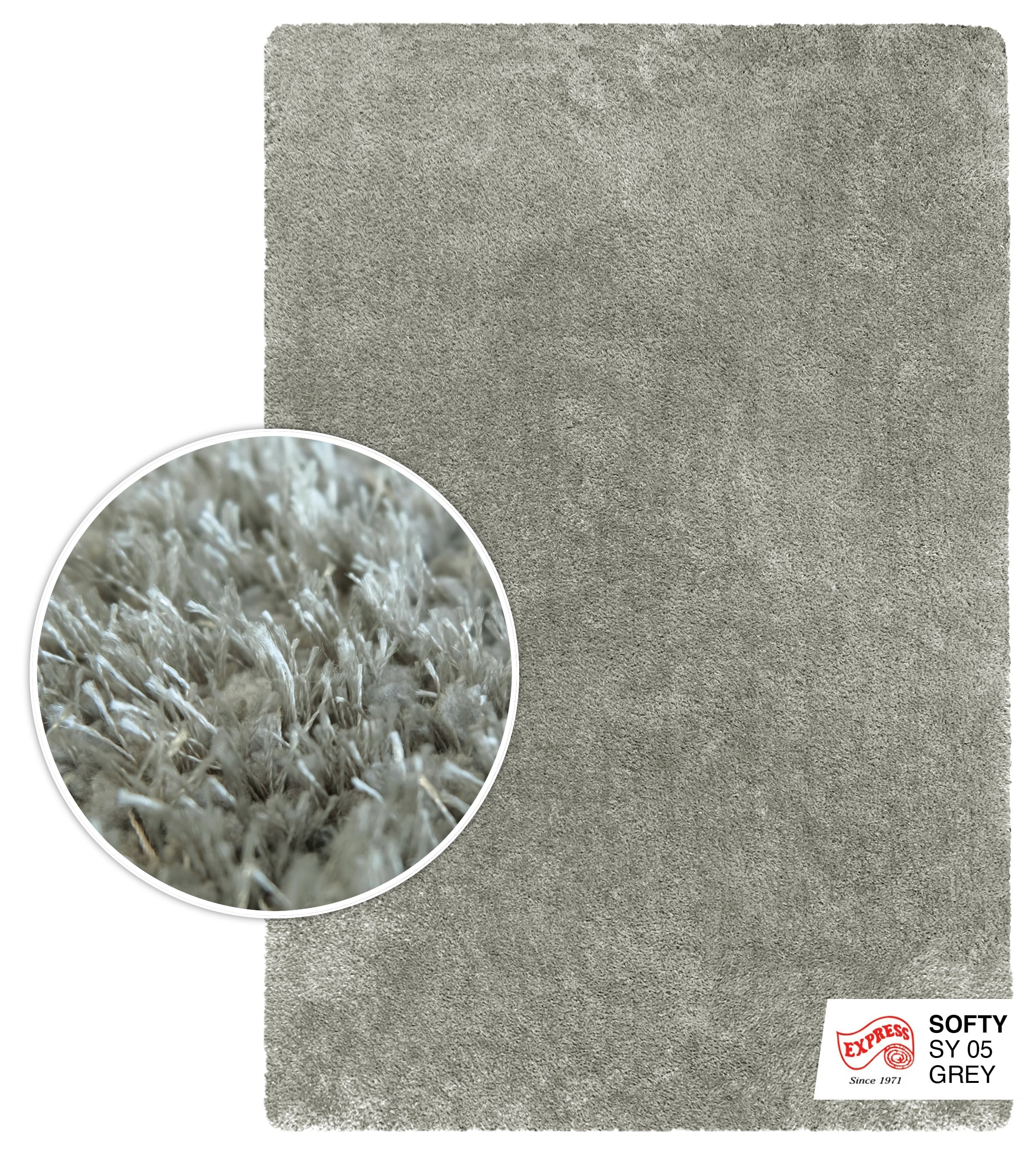 พรมปูพื้น EXPRESS CARPET รุ่น Softy รหัส SY05 ขนาด 120X170 ซม. หนา 30 มม. สีเทา_0