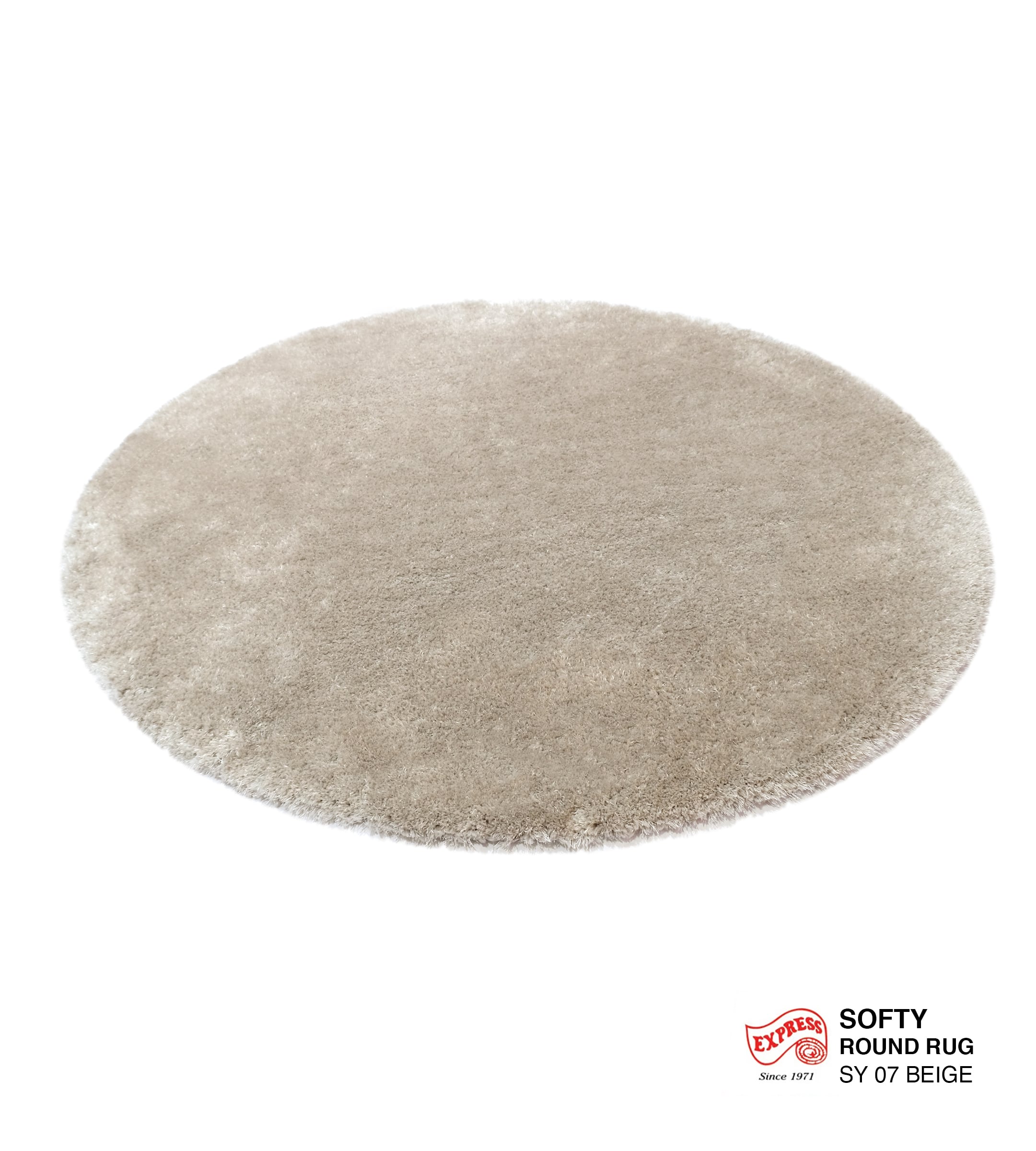 พรมปูพื้น EXPRESS CARPET รุ่น Softy รหัส SY07 วงกลมเส้นผ่านศูนย์กลาง 160 ซม. หนา 30 มม. สีเบจ_1