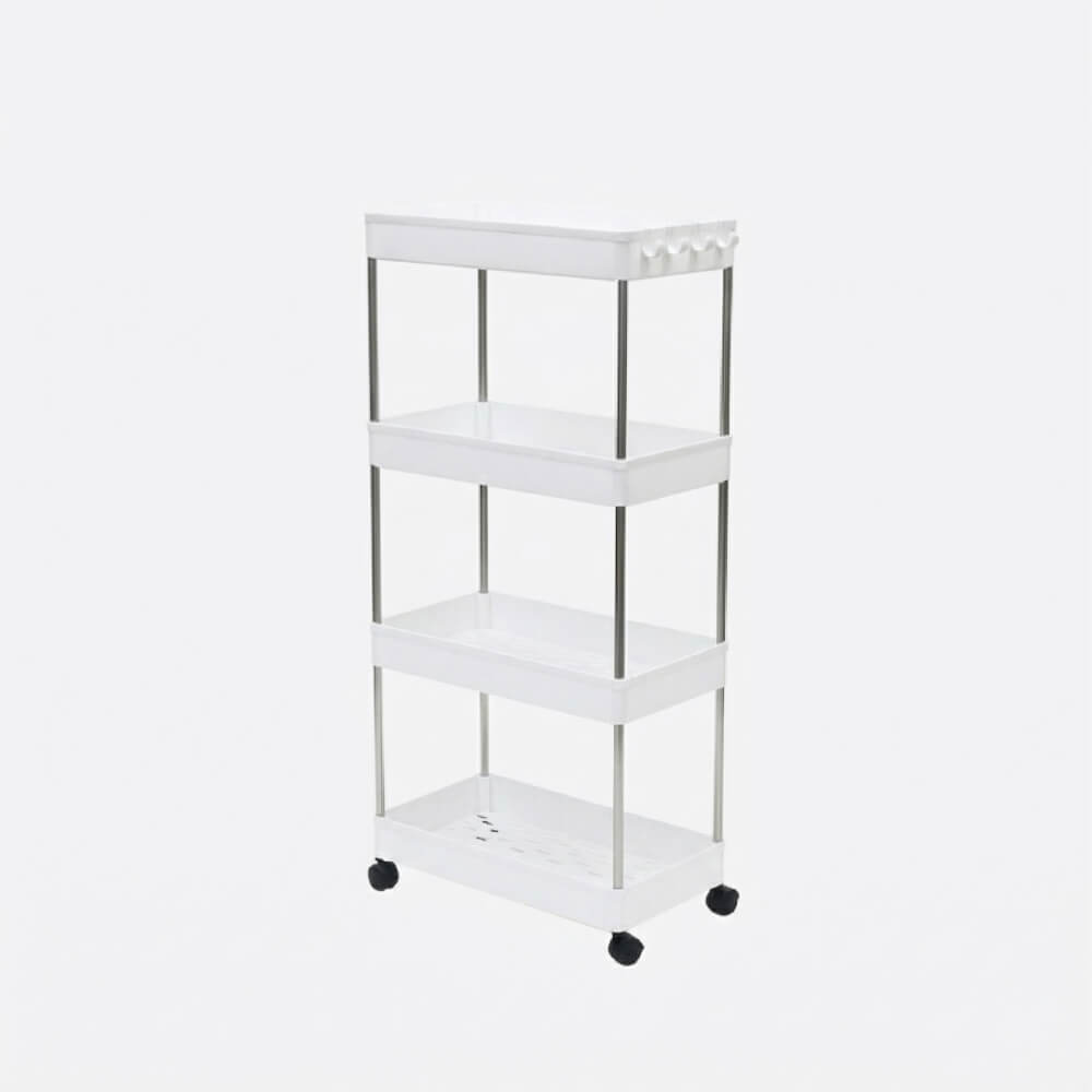 ชั้นวางรถเข็นอเนกประสงค์ KEFVA 4 ชั้น โครงสแตนเลส พร้อมล้อเลื่อน ขนาด 40X22X85 ซม.