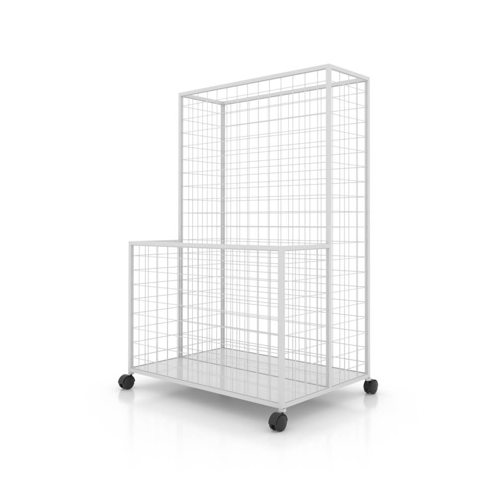 ชั้นวางของด้ามยาว KEFVA 2 ระดับ ขนาด 45X70X100 ซม. (มีล้อเลื่อน) สีขาวฟ้า