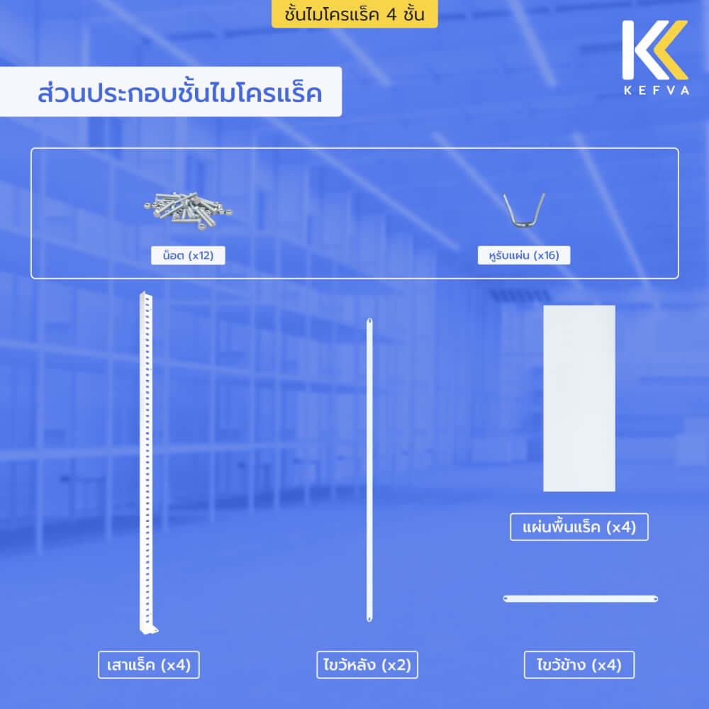 ชั้นไมโครแร็คเหล็ก KEFVA 4 ชั้น รุ่น M-NINE S1 ขนาด 50X120X200 ซม. สีแดง_6