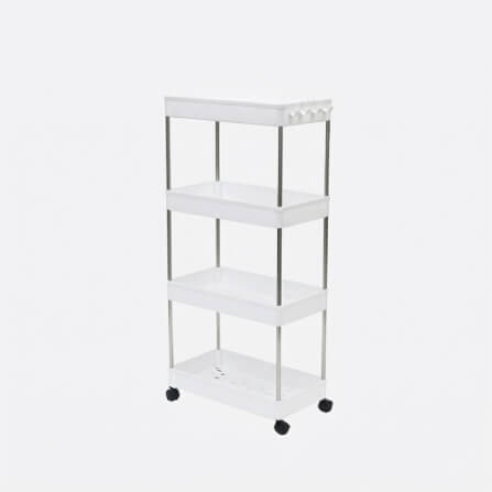 ชั้นวางรถเข็นอเนกประสงค์ KEFVA 4 ชั้น โครงสแตนเลส พร้อมล้อเลื่อน ขนาด 40X22X85 ซม.