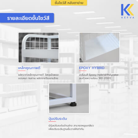 ชั้นวางสินค้าเหล็ก KEFVA หลังตาข่าย 4 ชั้น อเนกประสงค์ ขนาด 30X50X150 ซม. สีแดง_2