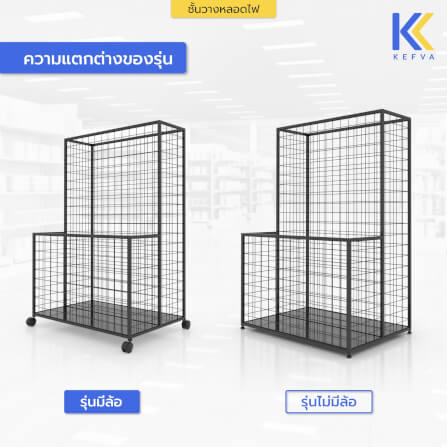 ชั้นวางของด้ามยาว KEFVA 2 ระดับ ขนาด 45X70X100 ซม. (ปุ่มปรับระดับ) สีขาวฟ้า_3
