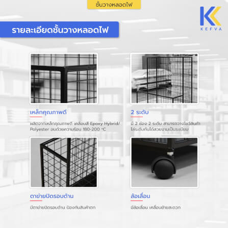 ชั้นวางของด้ามยาว KEFVA 2 ระดับ ขนาด 45X70X100 ซม. (ปุ่มปรับระดับ) สีขาวฟ้า_4