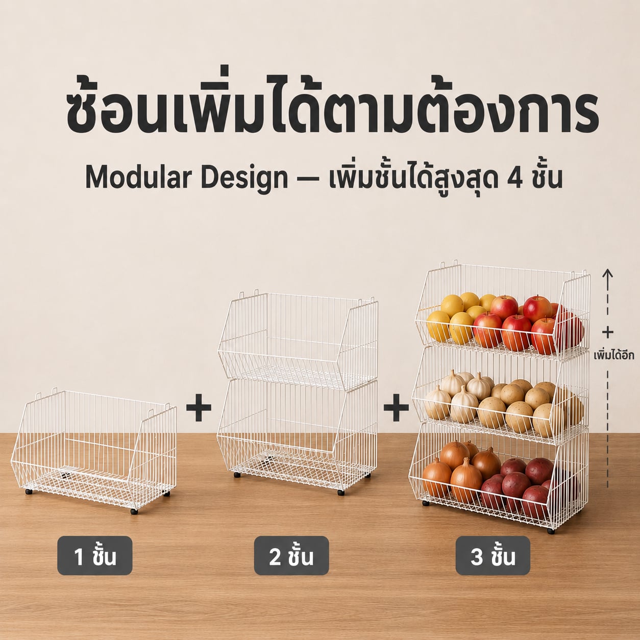 ตะกร้าจัดระเบียบ KEFVA 3 ชั้น ซ้อนได้หลายชั้น 40X60 ซม. สีขาวฟ้า_5