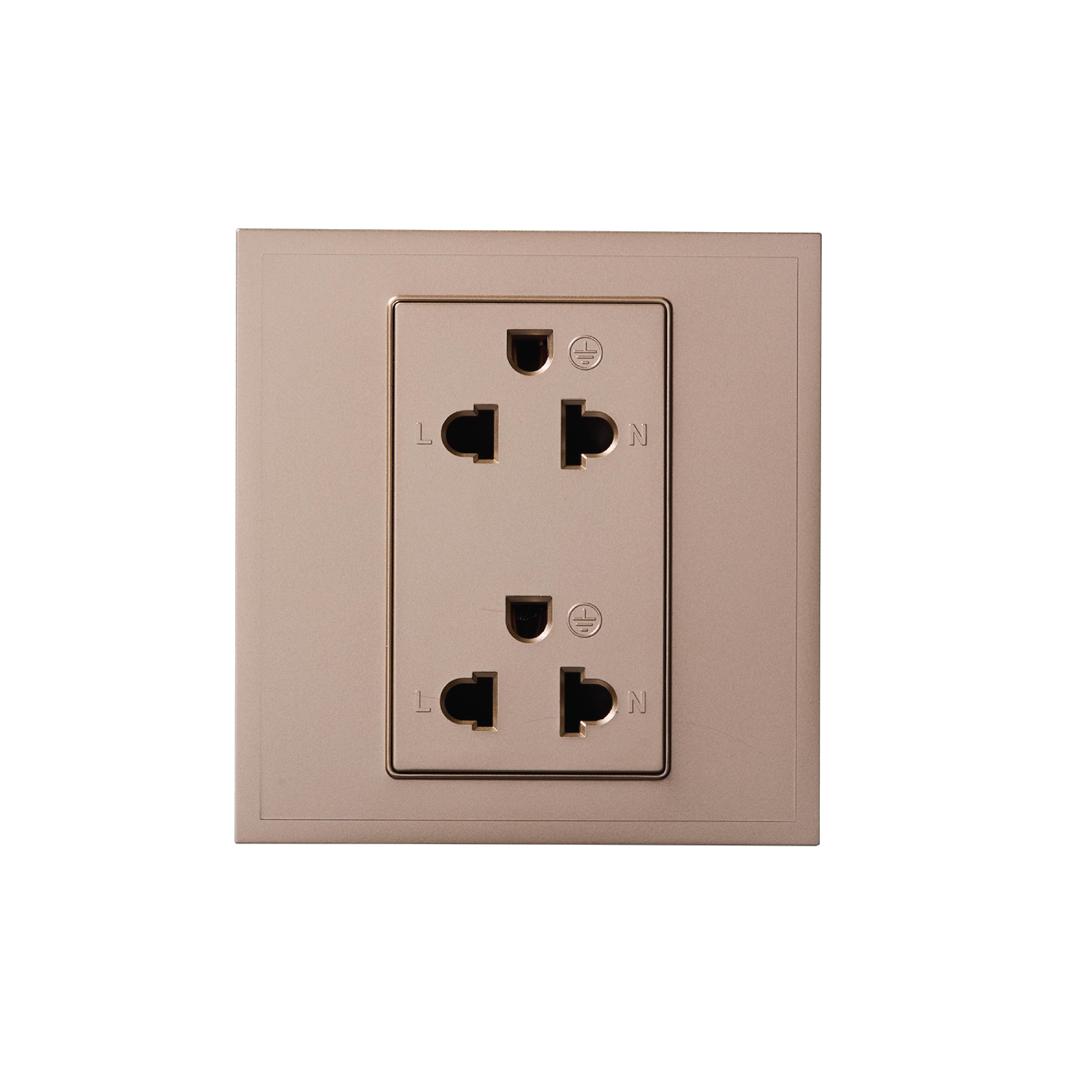 ชุดเต้ารับคู่ 3 ขา 2 ช่อง ART DNA รุ่น D3 SERIES DOUBLE EURO & AMERICAN SOCKET DESIGN SWITCH สี GOLD