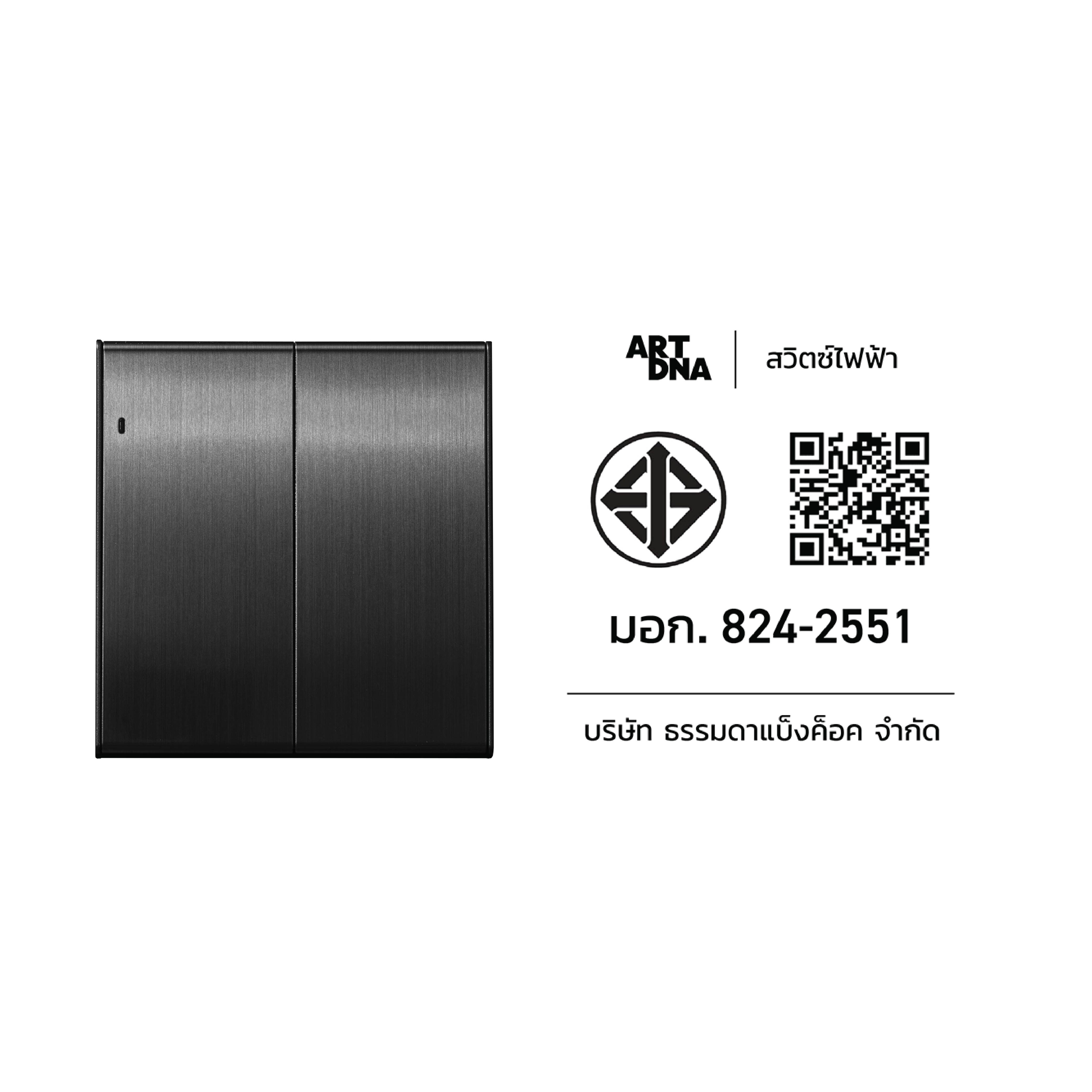 ชุดสวิตซ์ LED 2 ทาง 2 ช่อง ART DNA V23 SERIES สี BRUSH GREY DESIGN SWITCH
