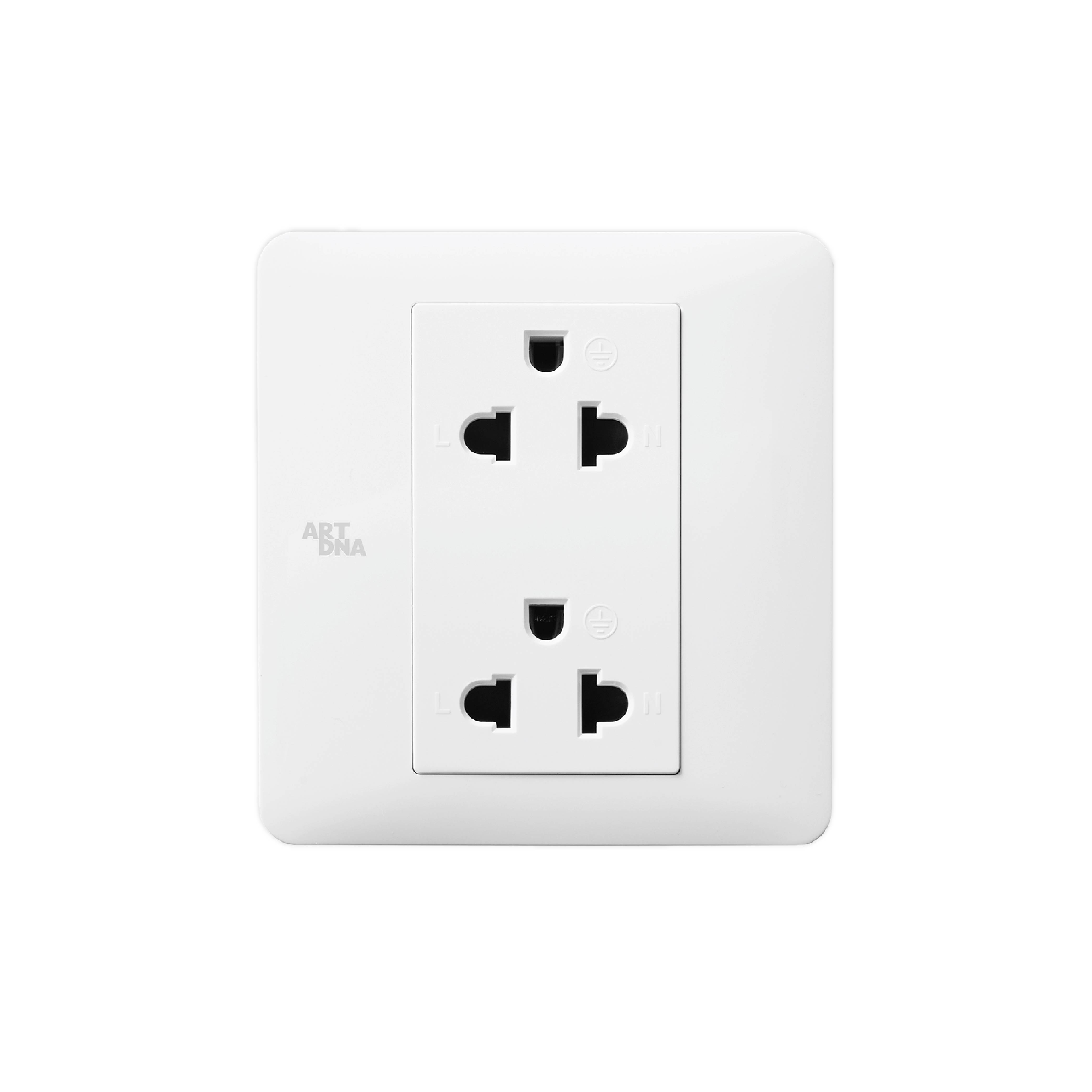 ชุดเต้ารับคู่ ART DNA รุ่น A63 FRAMLESS DOUBLE EURO & AMERICAN SOCKET DESIGN SWITCH สี WHITE_0
