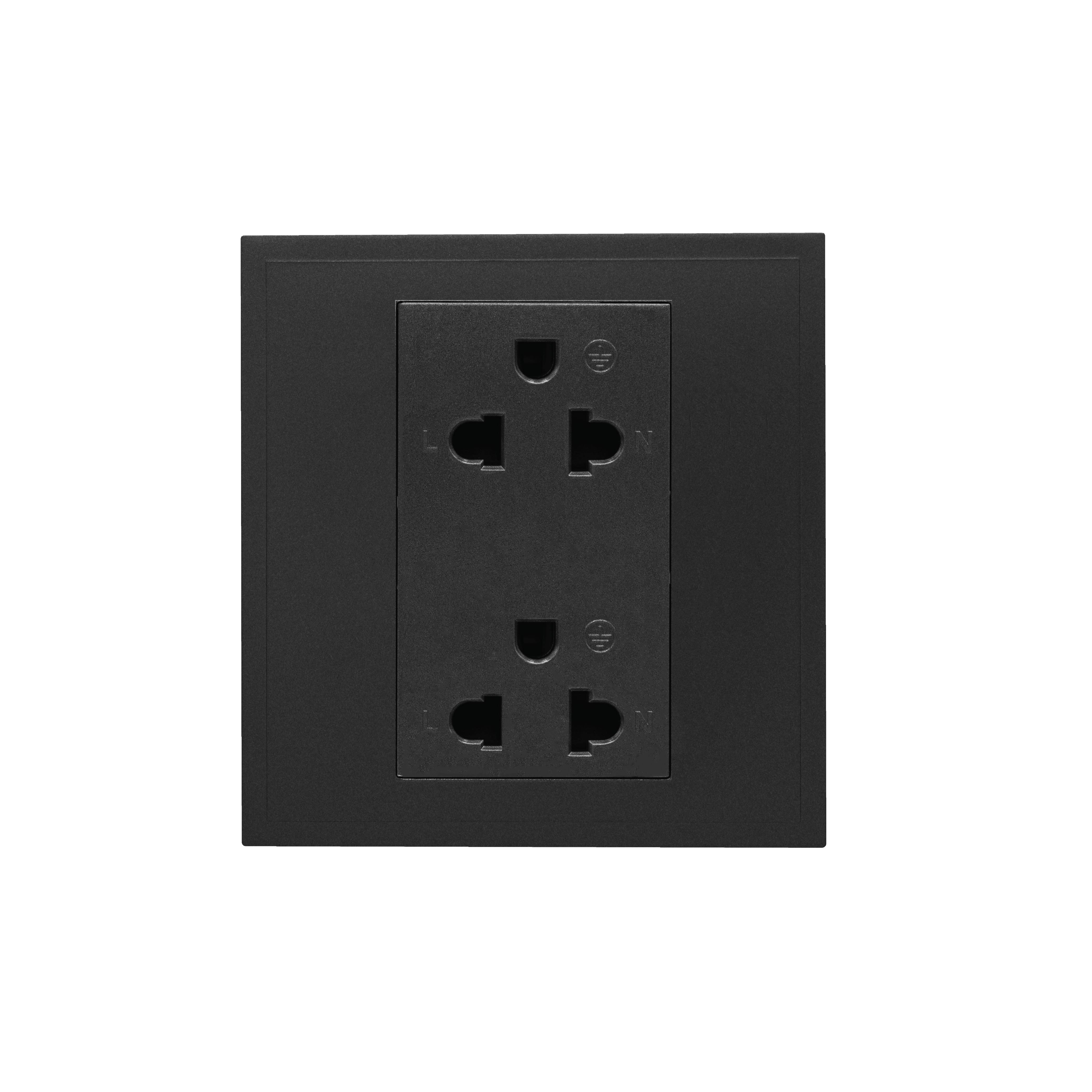 ชุดเต้ารับคู่ 3 ขา 2 ช่อง ART DNA รุ่น D3 SERIES DOUBLE EURO & AMERICAN SOCKET DESIGN SWITCH สี BLACK_0