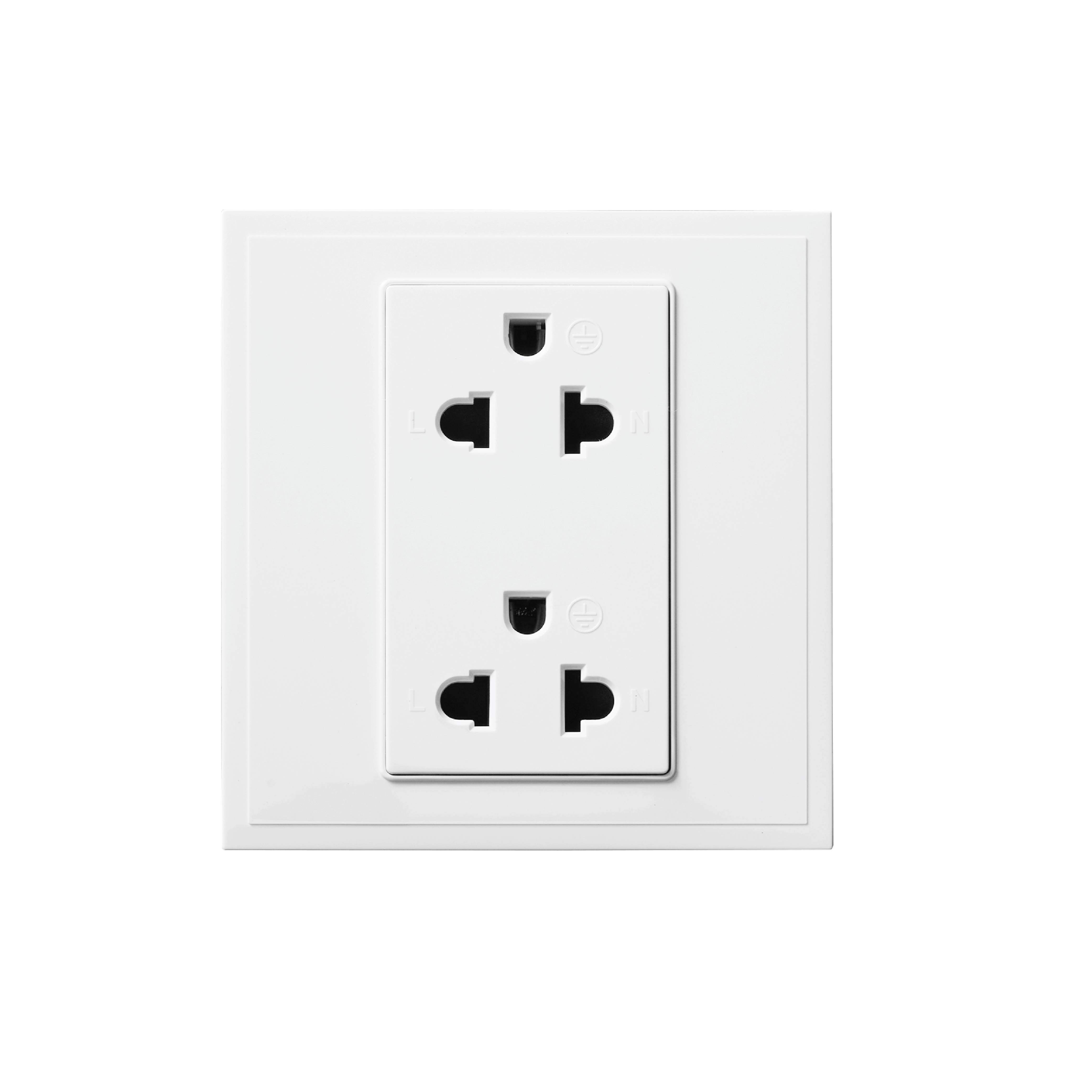 ชุดเต้ารับคู่ 3 ขา 2 ช่อง ART DNA รุ่น D3 SERIES DOUBLE EURO & AMERICAN SOCKET DESIGN SWITCH สี WHITE_1