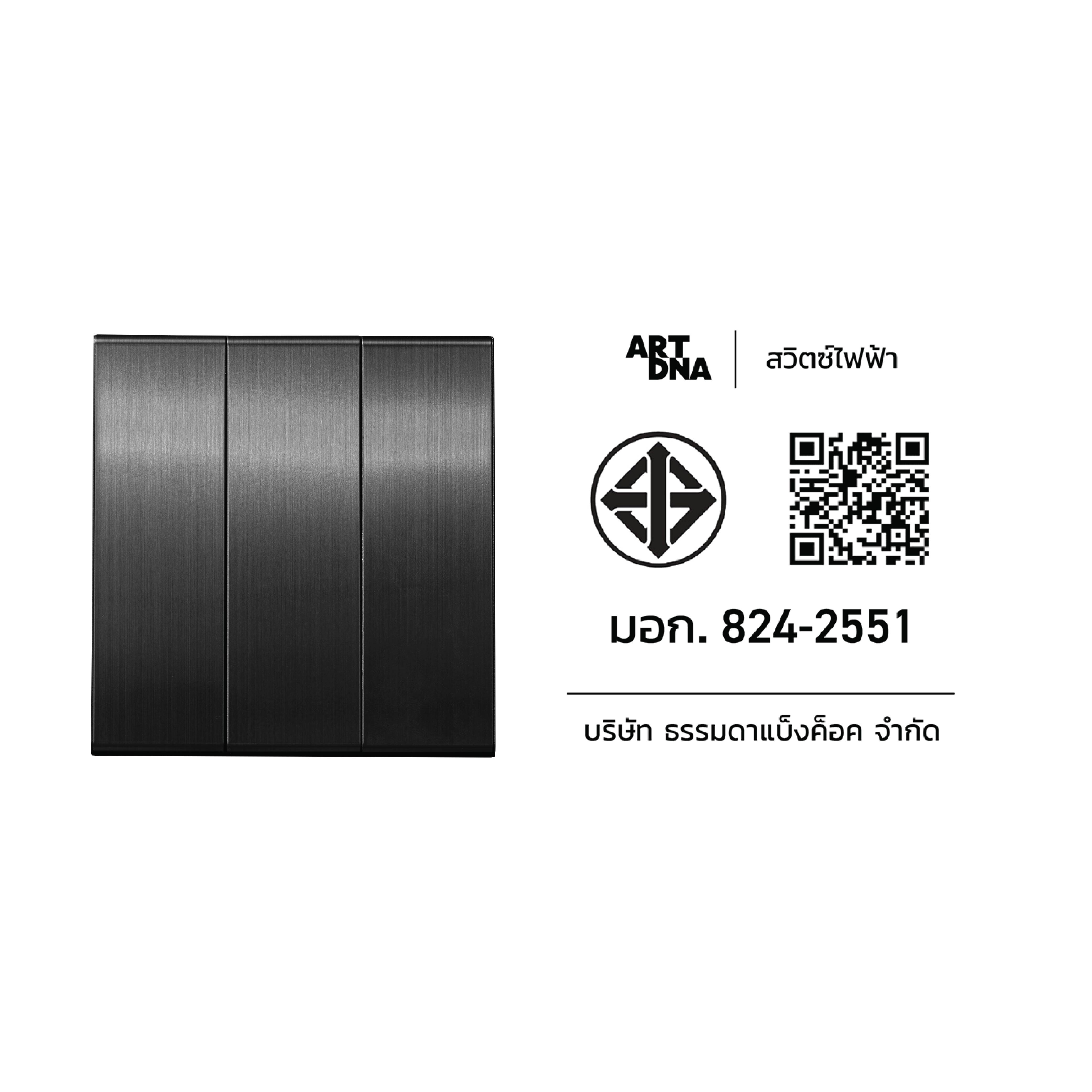 ชุดสวิตซ์ 1 ทาง 3 ช่อง ART DNA V23 SERIES สี BRUSH GREY DESIGN SWITCH_4