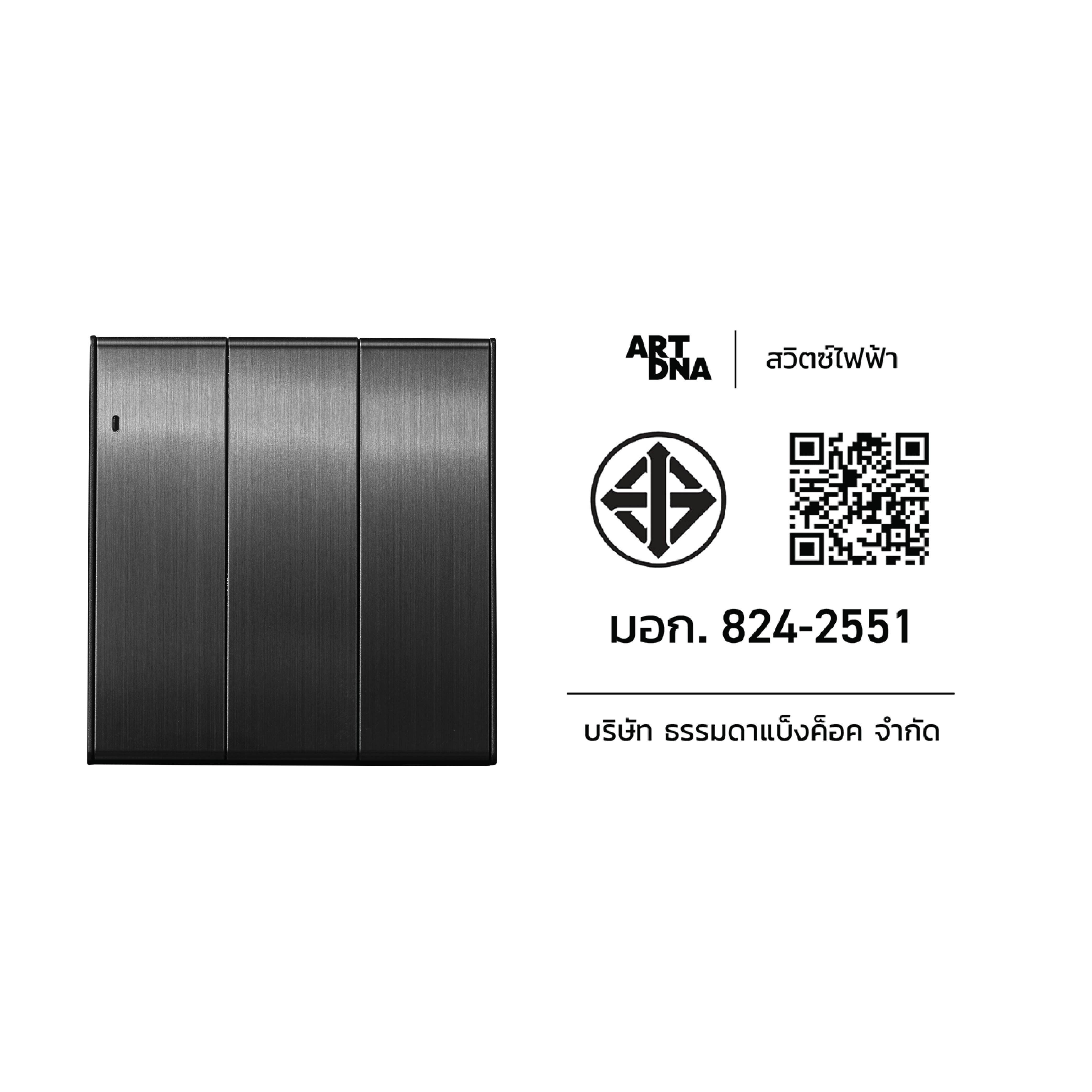 ชุดสวิตซ์ LED 2 ทาง 3 ช่อง ART DNA V23 SERIES สี BRUSH GREY DESIGN SWITCH_3