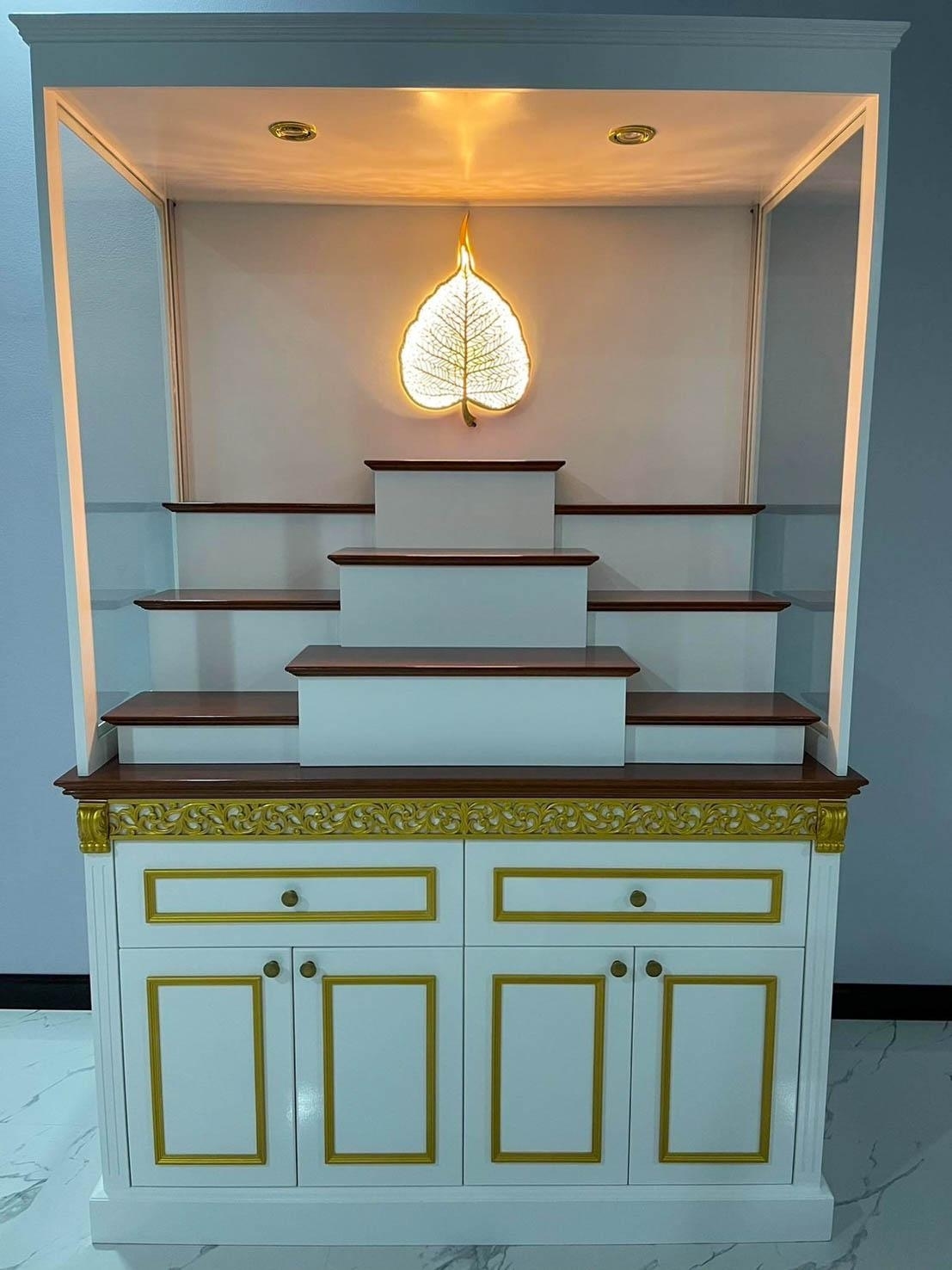 ของตกแต่งบ้าน อินทรักษ์ ใบโพธิ์ฉลุปิดทอง กลาง ขนาด 45X60X2 ซม แฮนด์เมด