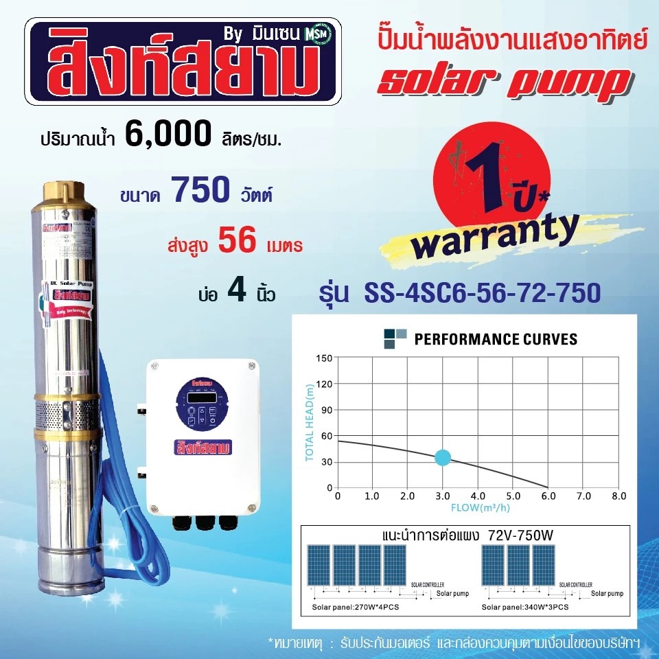 ปั๊มบาดาลโซล่าเซลล์ สิงห์สยาม รุ่น SS-4SC6-56-72-750 ขนาดบ่อ 4 นิ้ว กำลังไฟ 750 วัตต์_4