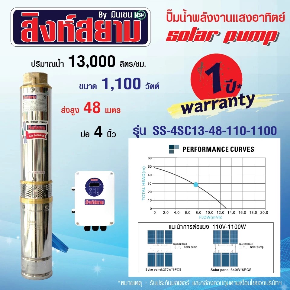 ปั๊มบาดาลโซล่าเซลล์ สิงห์สยาม รุ่น 4SC13-48-110-1100 ขนาดบ่อ 4 นิ้ว กำลังไฟ 1100 วัตต์_9