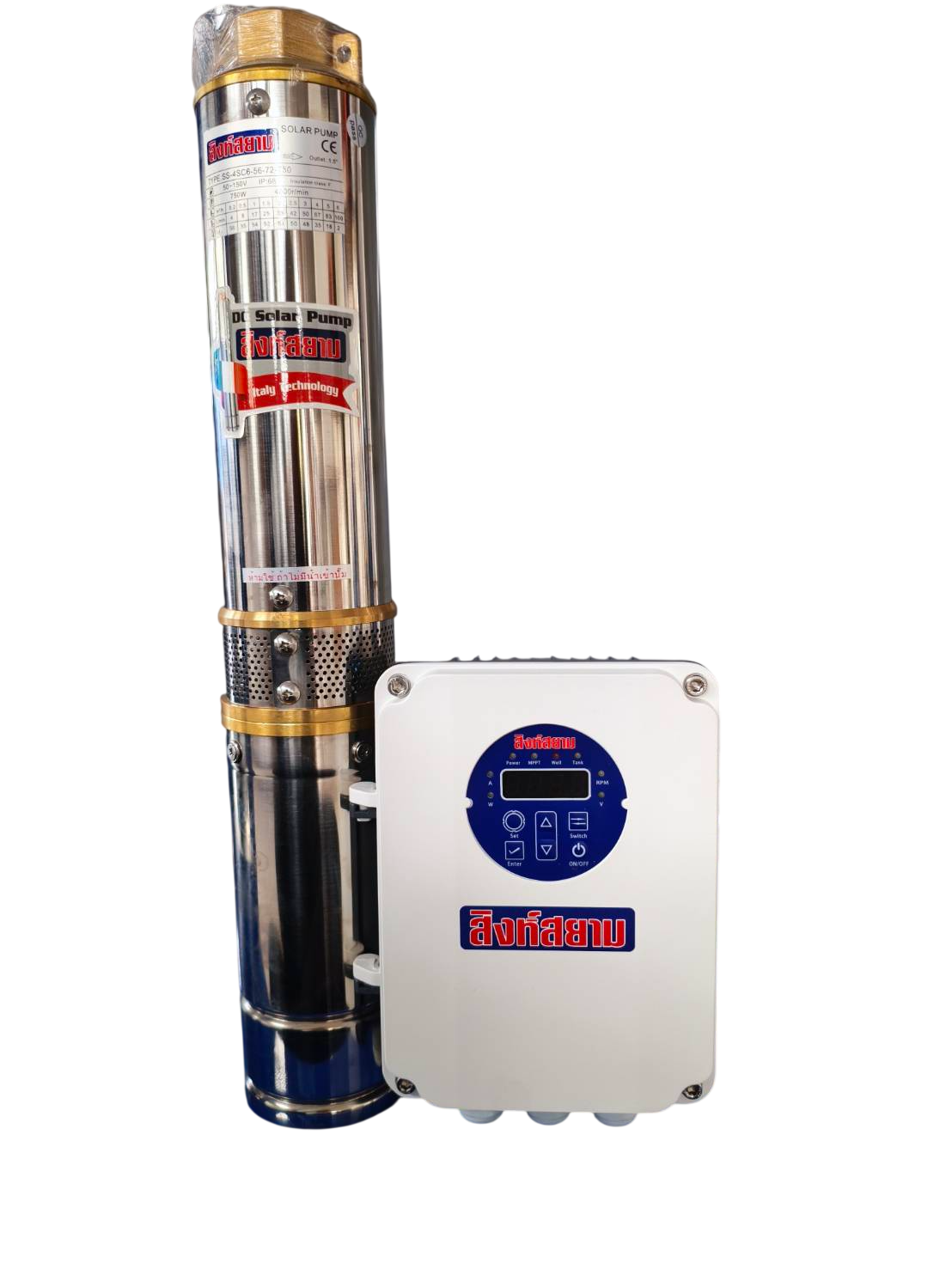 ปั๊มบาดาลโซล่าเซลล์ สิงห์สยาม รุ่น SS-4SC6-56-72-750 ขนาดบ่อ 4 นิ้ว กำลังไฟ 750 วัตต์_0