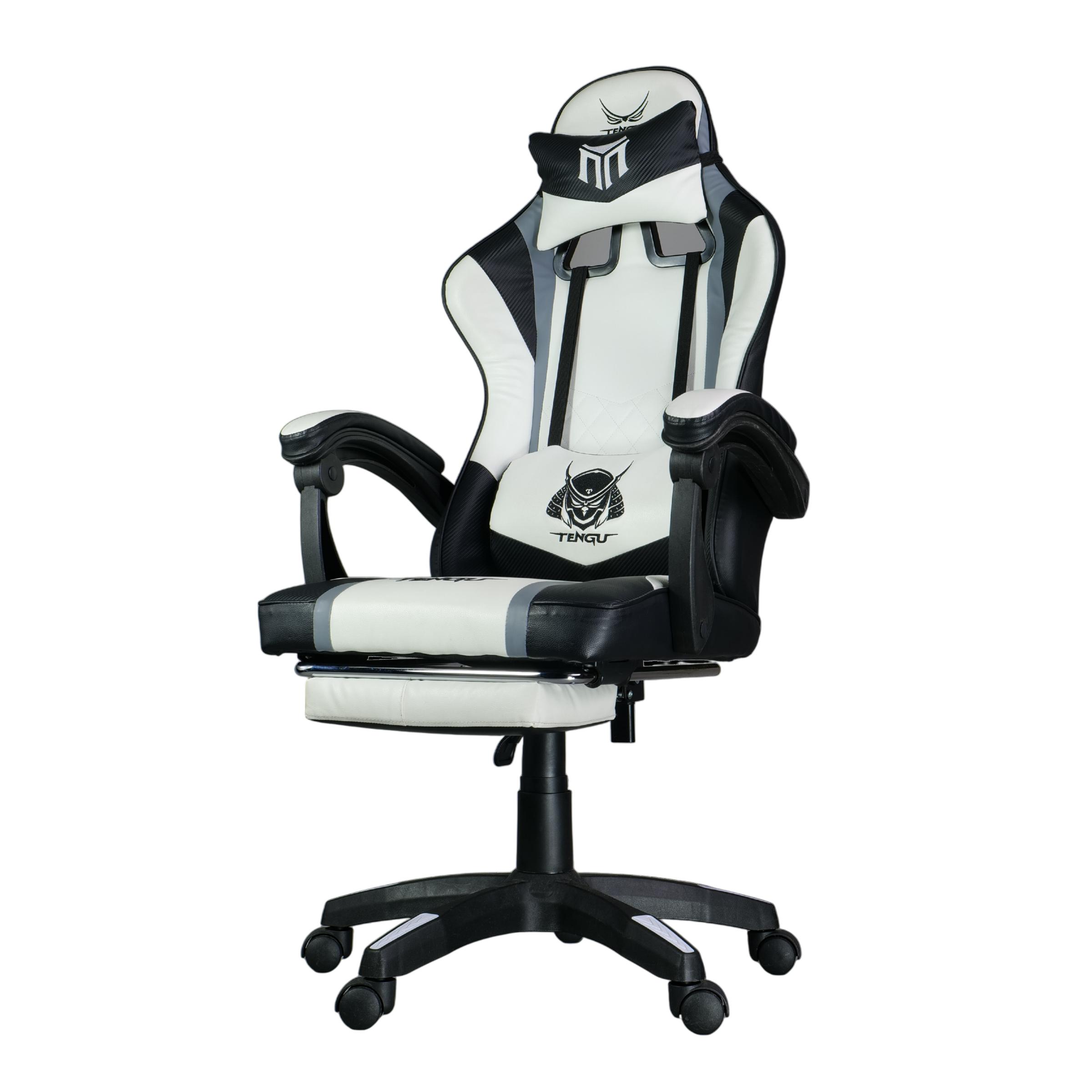 เก้าอี้เกมมิ่ง TENGUGAMINGGEARS รุ่น MURAMASA (CH-MR-WH) สีขาว เบาะหนัง มีที่พักเท้า