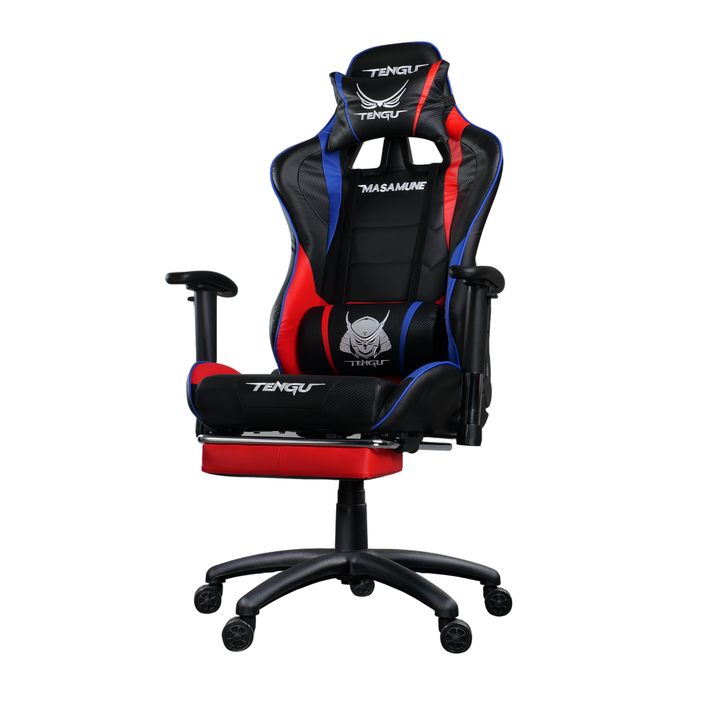 เก้าอี้เกมมิ่ง TENGUGAMINGGEARS รุ่น MASAMUNE (CH-MS-RB) สีแดงน้ำเงิน เบาะหนัง มีที่พักเท้า