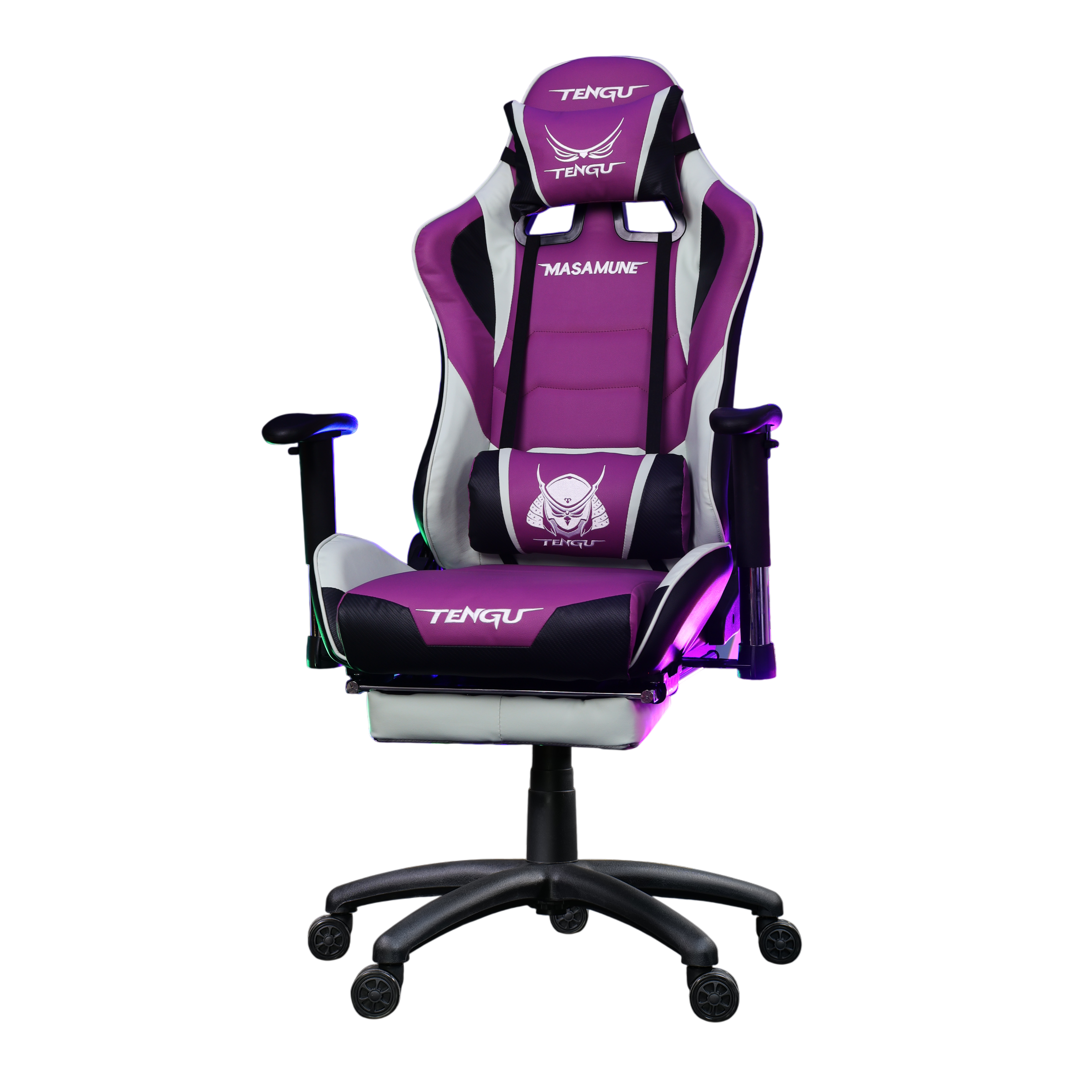 เก้าอี้เกมมิ่ง TENGUGAMINGGEARS รุ่น MASAMUNE (CH-MS-JK) สีม่วง เบาะหนัง มีที่พักเท้า