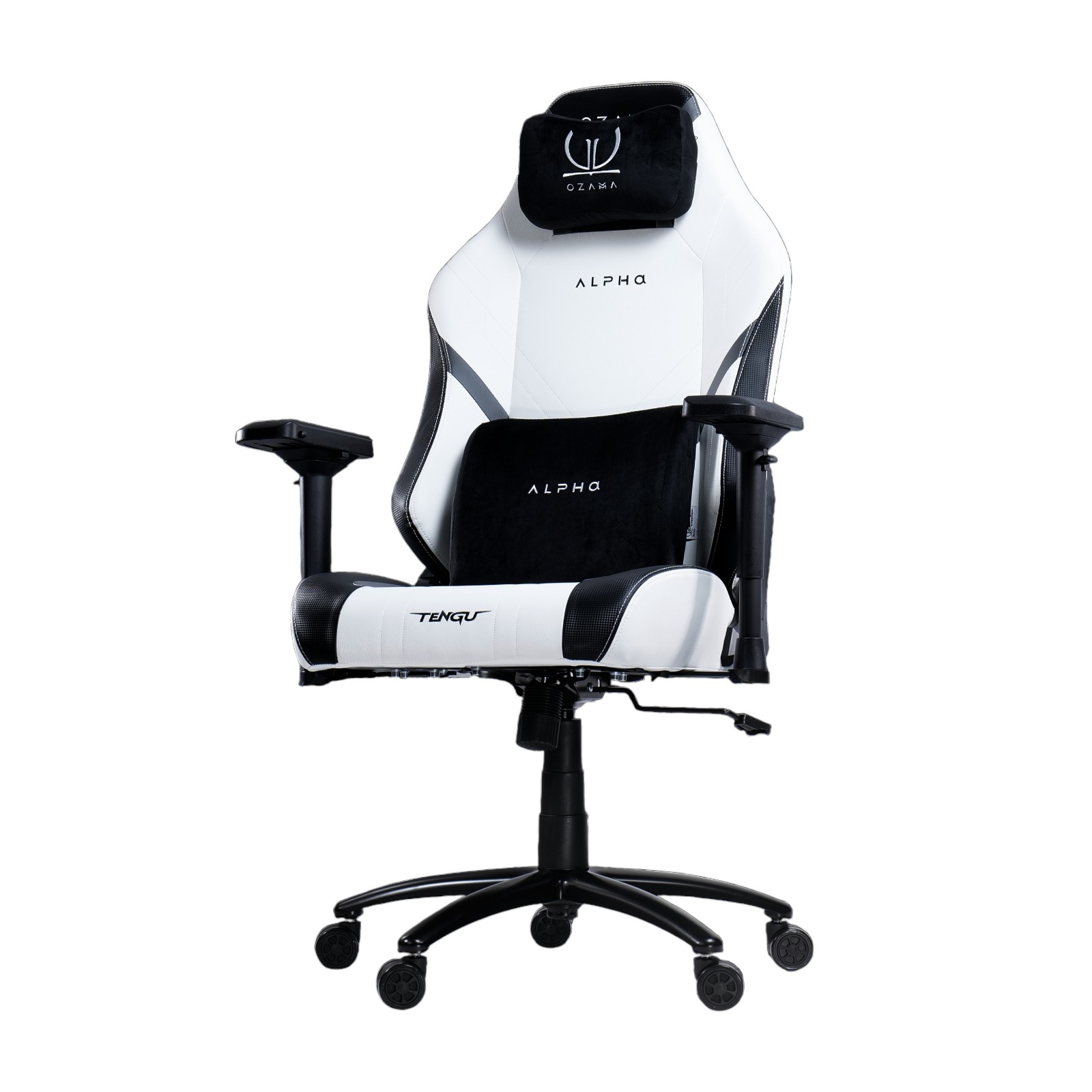 บัลลังก์เกมมิ่ง OZAMA ภายใต้แบรนด์ TENGUGAMINGGEARS รุ่น ALPHA (CH-AP-L-WH) สีขาว เบาะหนัง_0