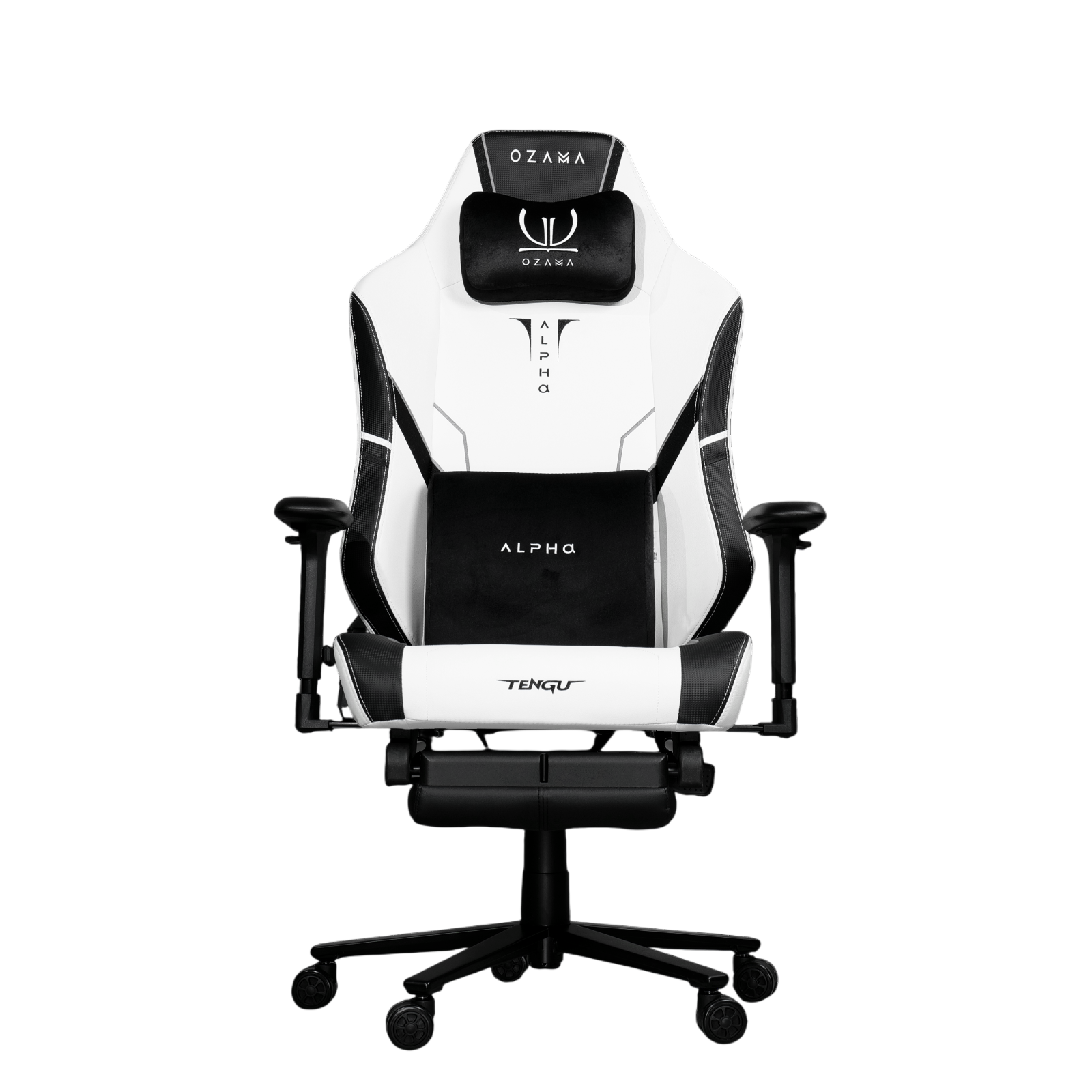 บัลลังก์เกมมิ่ง OZAMA ภายใต้แบรนด์ TENGUGAMINGGEARS รุ่น ALPHA TITAN (CH-APT-L-WHF) สีขาว เบาะหนัง มีที่พักเท้า_0