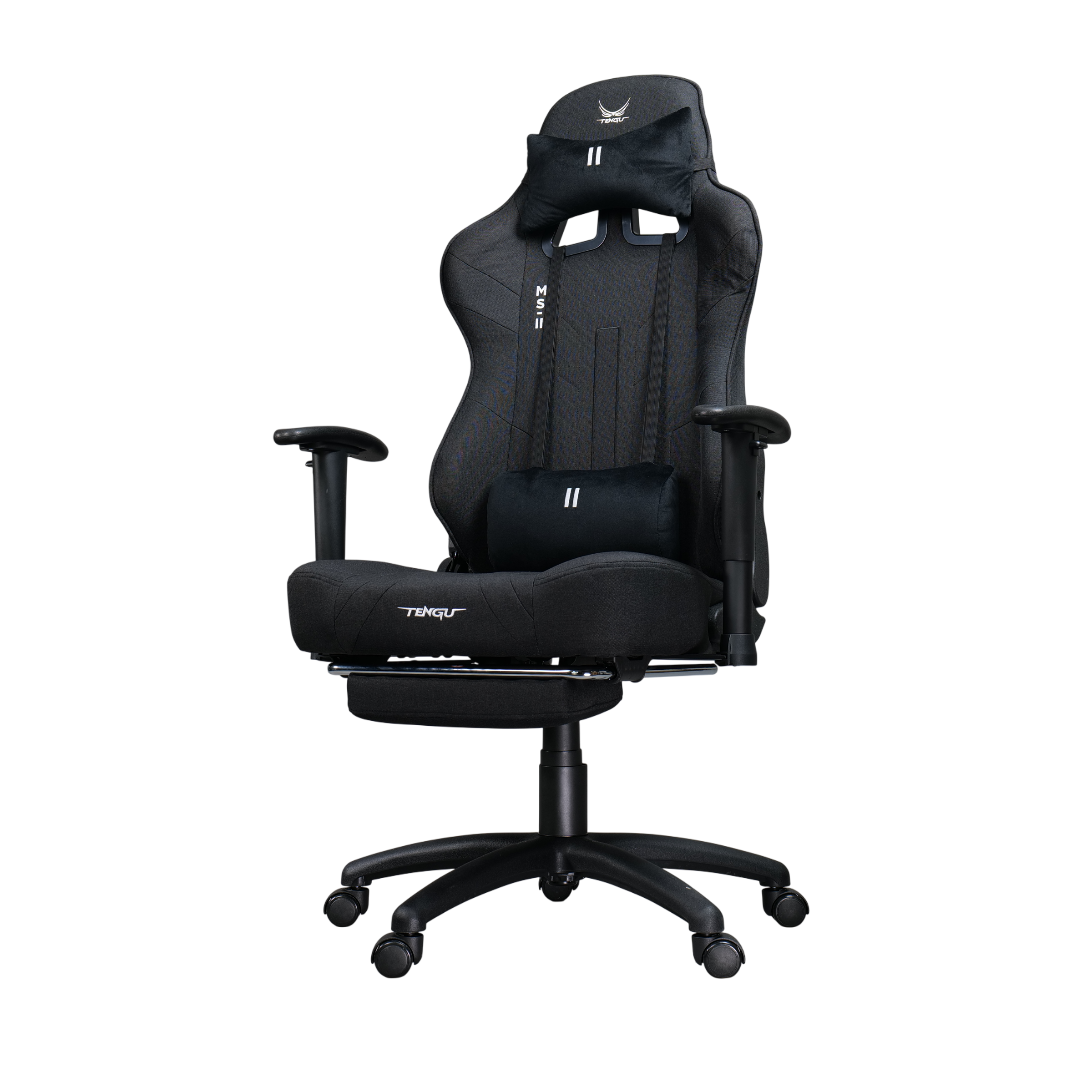 เก้าอี้เกมมิ่ง TENGUGAMINGGEARS รุ่น MASA-LL (CH-MS2-BKF) สีดำ เบาะผ้า มีที่พักเท้า_0