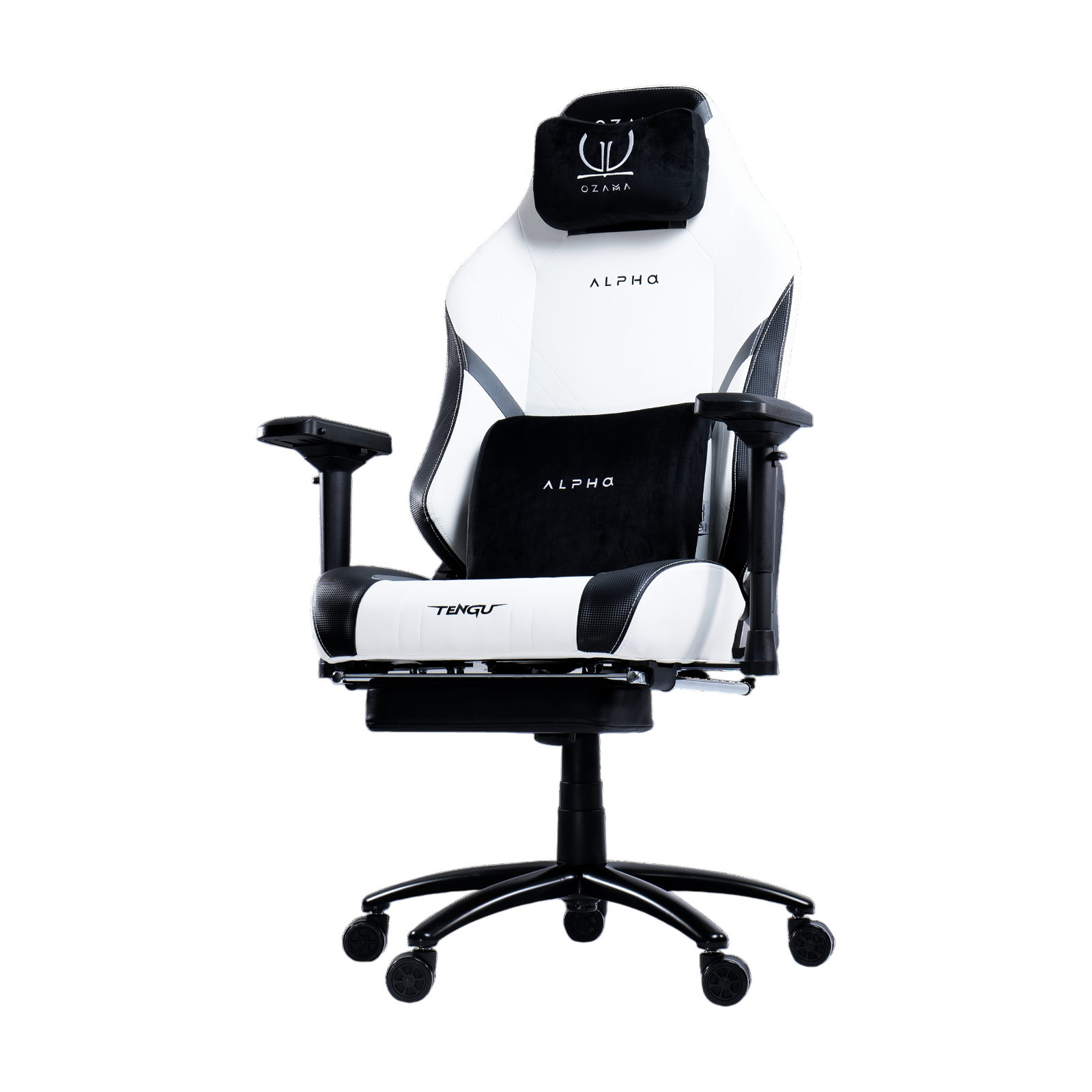 เก้าอี้เกมมิ่ง OZAMA ภายใต้แบรนด์ TENGUGAMINGGEARS รุ่น ALPHA (CH-AP-L-WHF) สีขาว เบาะหนัง มีที่พักเท้า_0