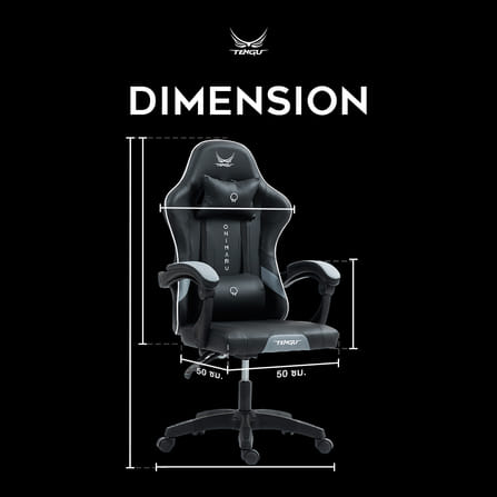 เก้าอี้เกมมิ่ง TENGUGAMINGGEARS รุ่น ONIMARU (CH-ON-SF) สีดำ เบาะผ้า_9