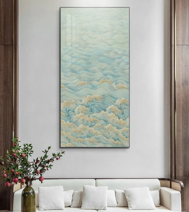 กรอบรูปฮวงจุ้ย OWLS WALLPAPERS FLOWING WATER ขนาด 58X118CM.