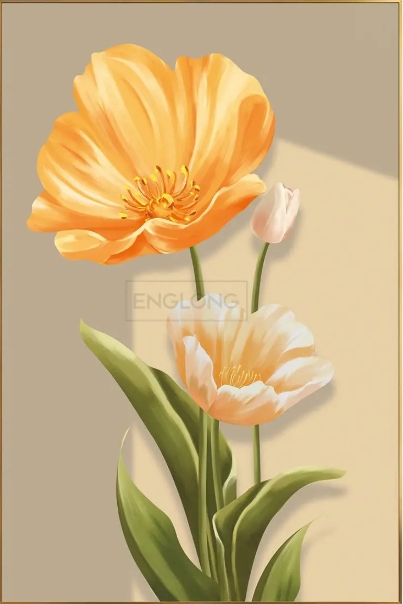 กรอบรูปฮวงจุ้ย OWLS WALLPAPERS GOLDEN TULIPS ขนาด 80X120CM