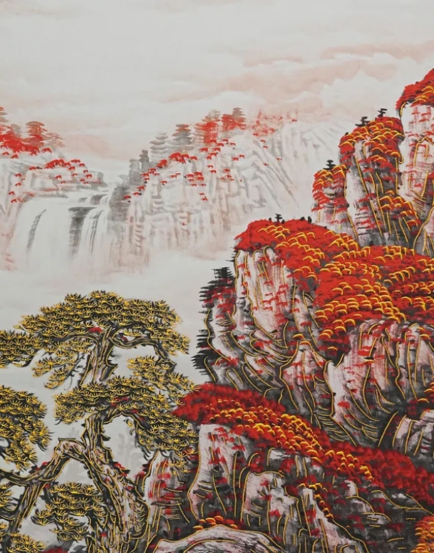 กรอบรูปฮวงจุ้ย OWLS WALLPAPERS THE RED CLIFF MOUNTAIN OF FORTUNE ขนาด 58X198CM.