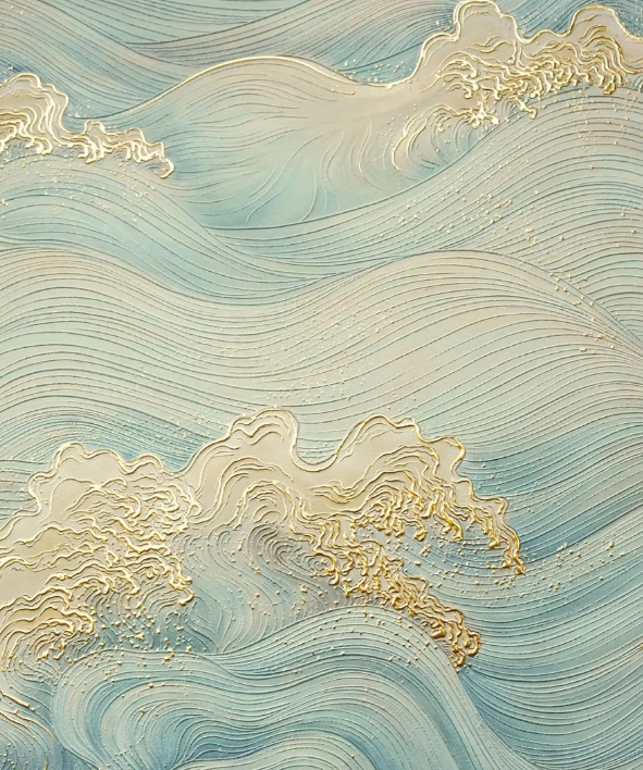 กรอบรูปฮวงจุ้ย OWLS WALLPAPERS FLOWING WATER ขนาด 58X118CM.