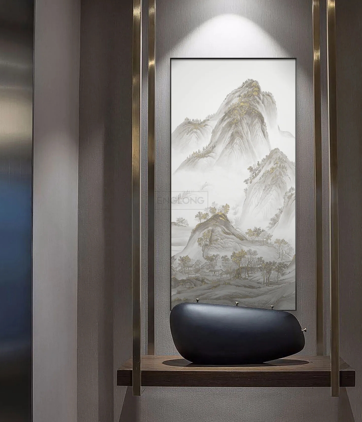 กรอบรูปฮวงจุ้ย OWLS WAALLPAPERS RIVERS AND MOUNTAINS ขนาด 78X158CM.