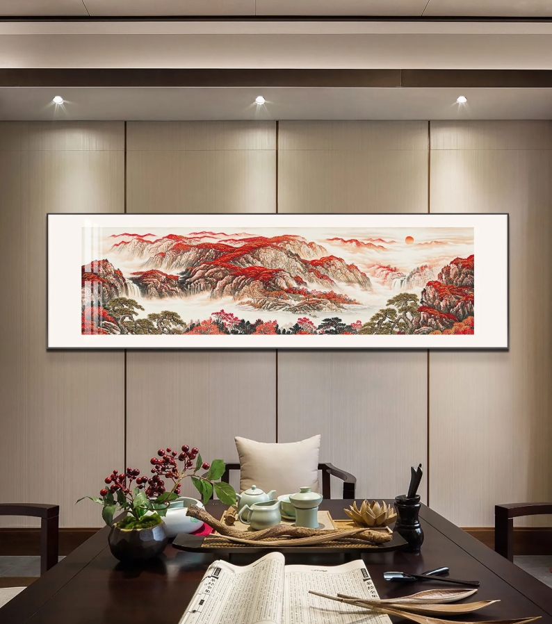 กรอบรูปฮวงจุ้ย OWLS WALLPAPERS THE RED CLIFF MOUNTAIN OF FORTUNE ขนาด 58X198CM.