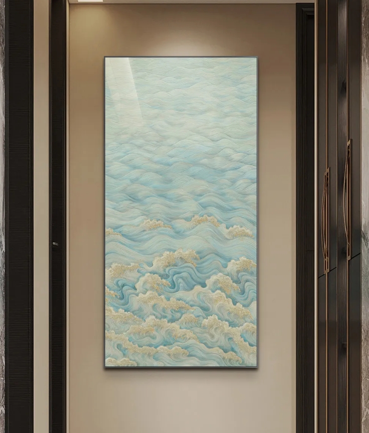 กรอบรูปฮวงจุ้ย OWLS WALLPAPERS FLOWING WATER ขนาด 58X118CM._1