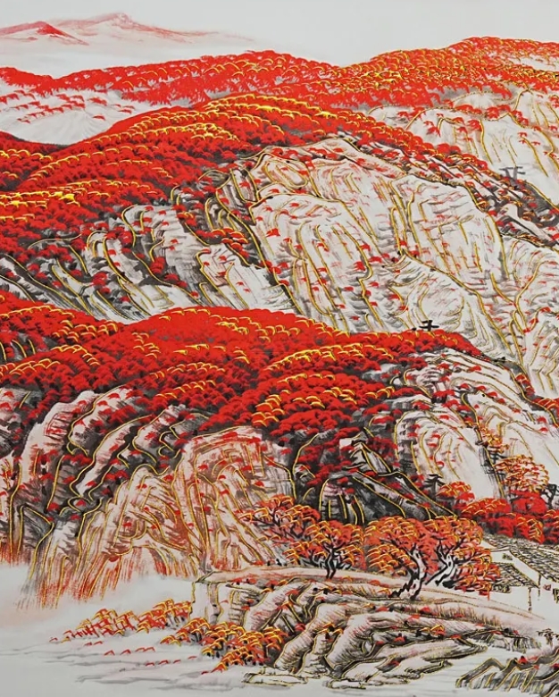 กรอบรูปฮวงจุ้ย OWLS WALLPAPERS THE RED CLIFF MOUNTAIN OF FORTUNE ขนาด 58X198CM._2