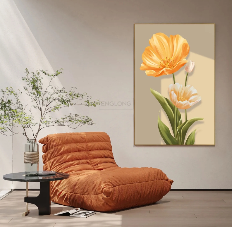 กรอบรูปฮวงจุ้ย OWLS WALLPAPERS GOLDEN TULIPS ขนาด 80X120CM_4