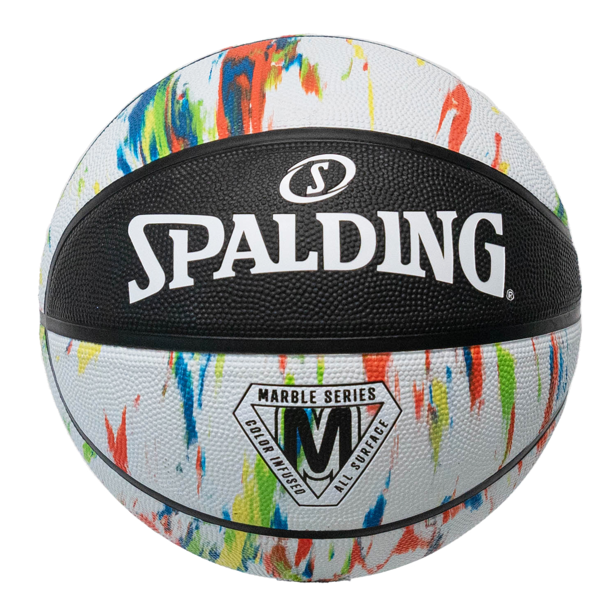 ลูกบาส SPALDING รุ่น MARBLE SERIES BLACK / WHITE ลูกบาสเกตบอลยาง, เบอร์ 7