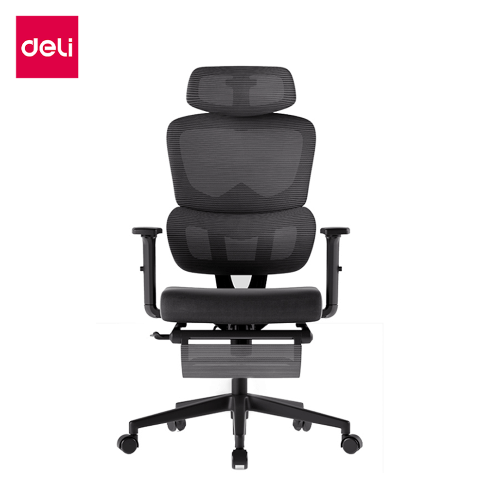 เก้าอี้สุขภาพ DELI E4980-BK-01 รองเอว-พักขา สีดำ