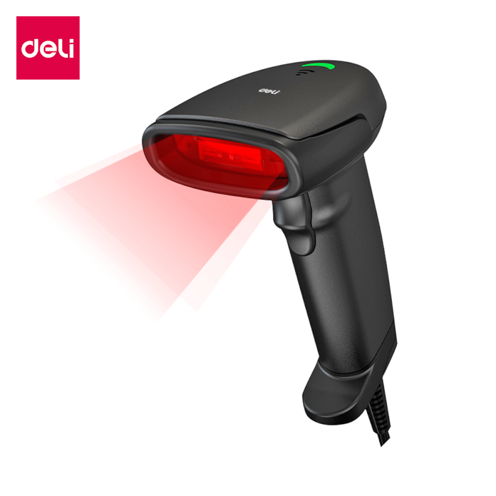 เครื่องสแกนบาร์โค้ด DELI ES206-01 USB แสงแดง สีดำ